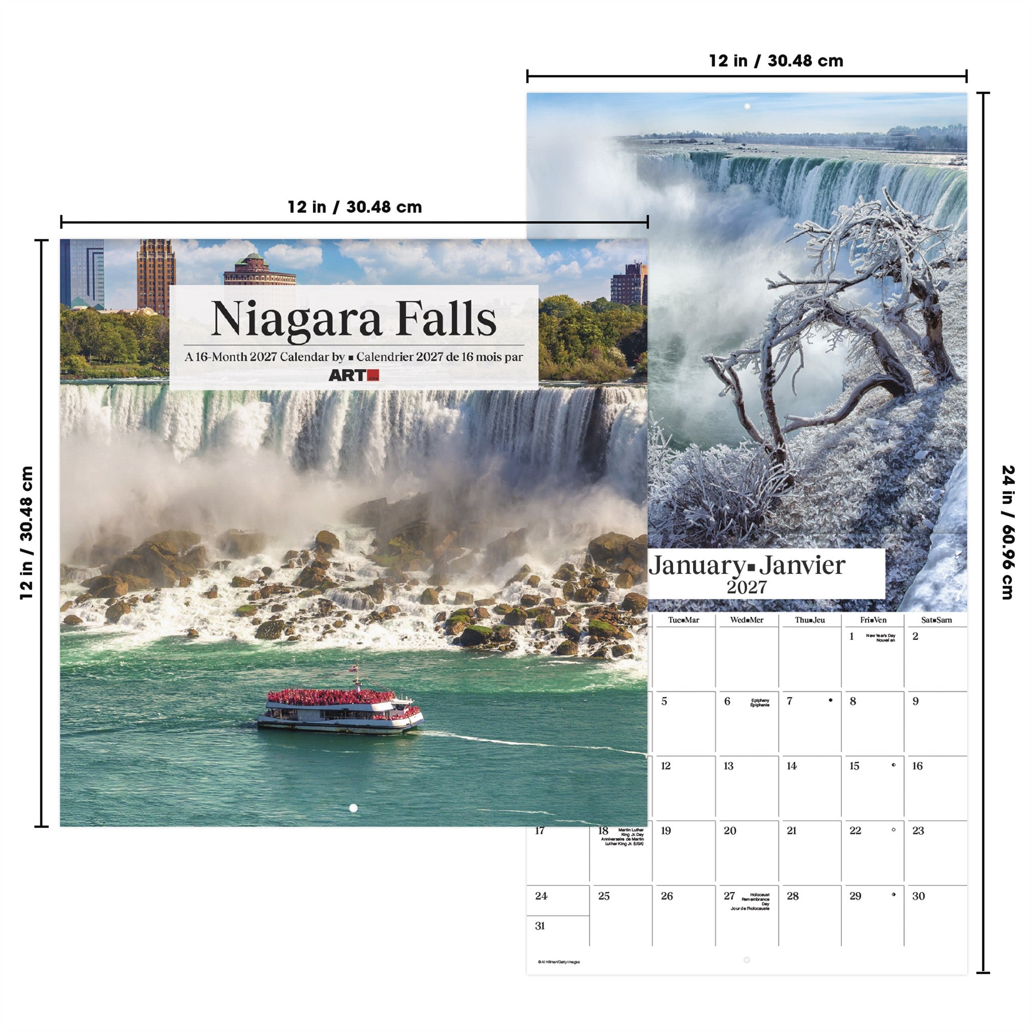 Calendrier mural Chutes du Niagara 2027