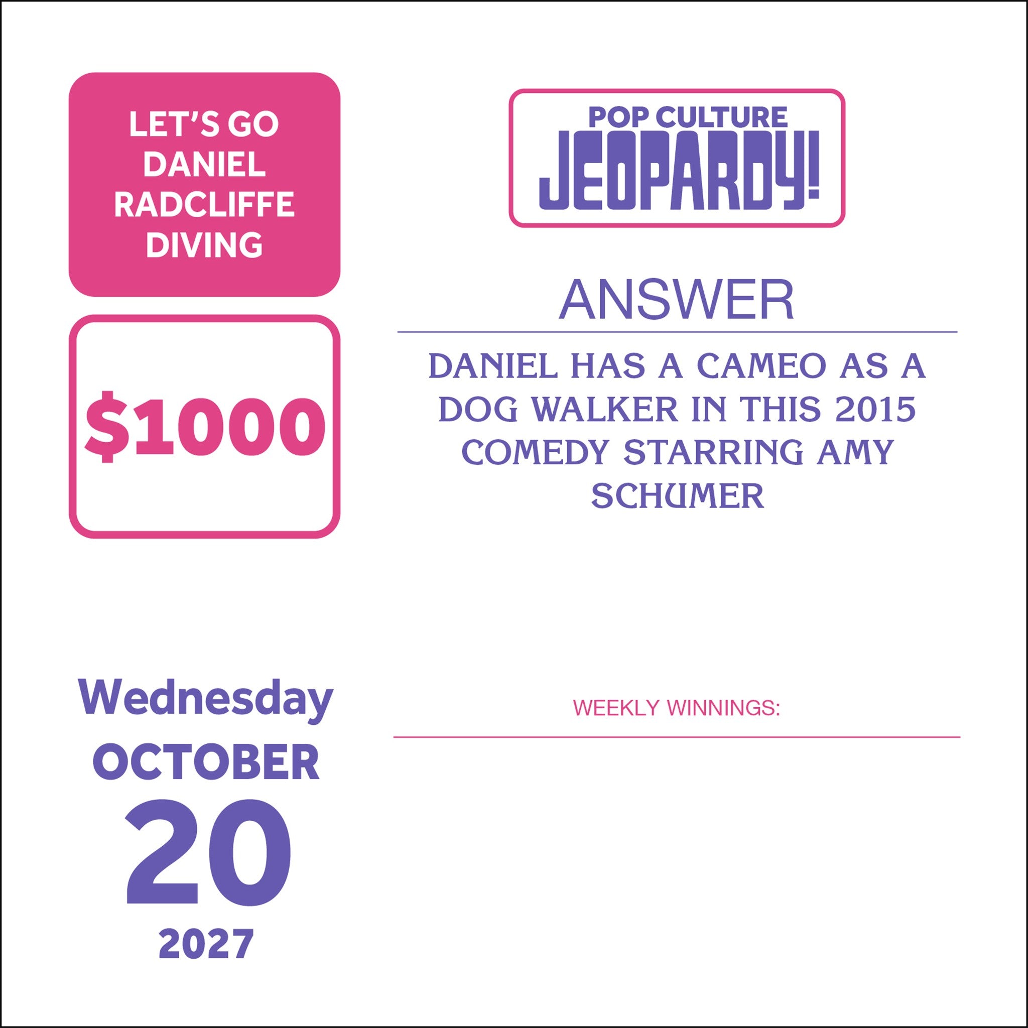 Pop Culture JEOPARDY! 2027 Box Calendar - Online Only