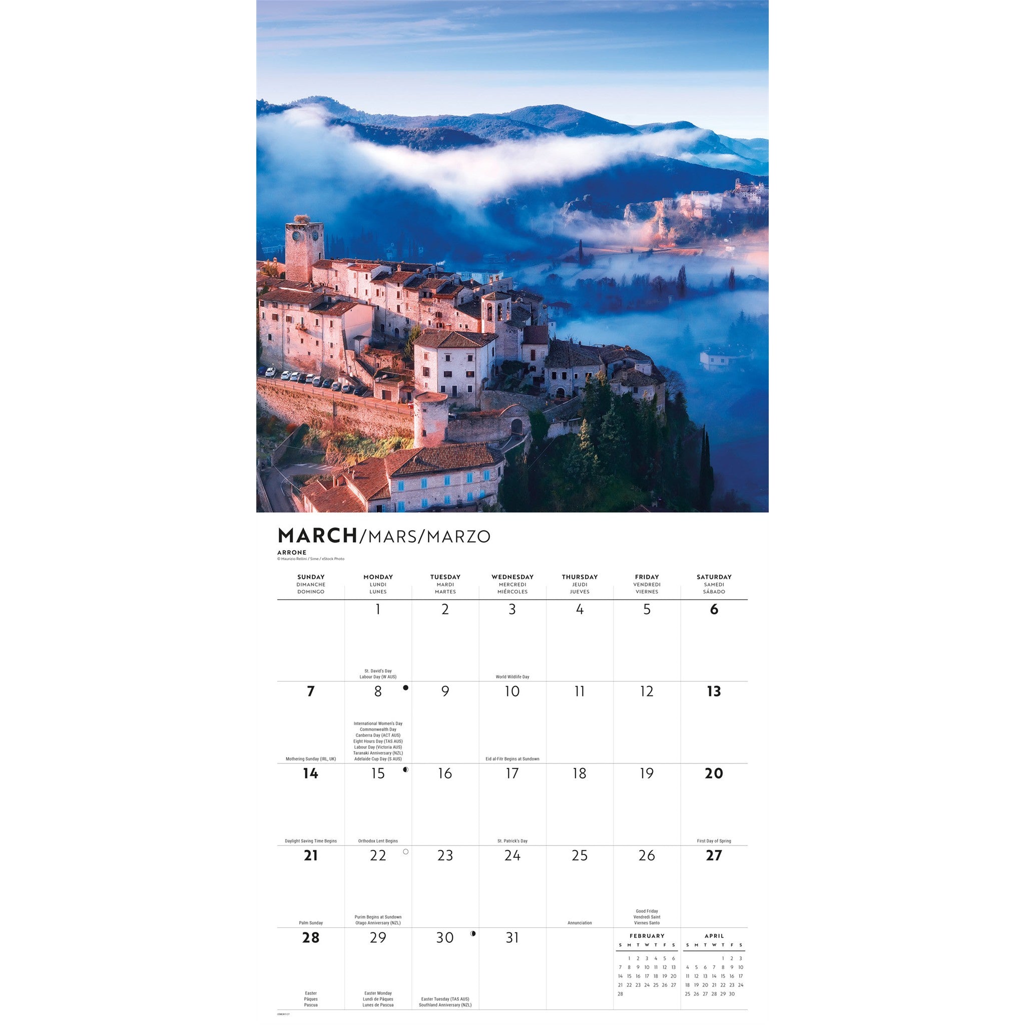Calendrier mural Italie 2027