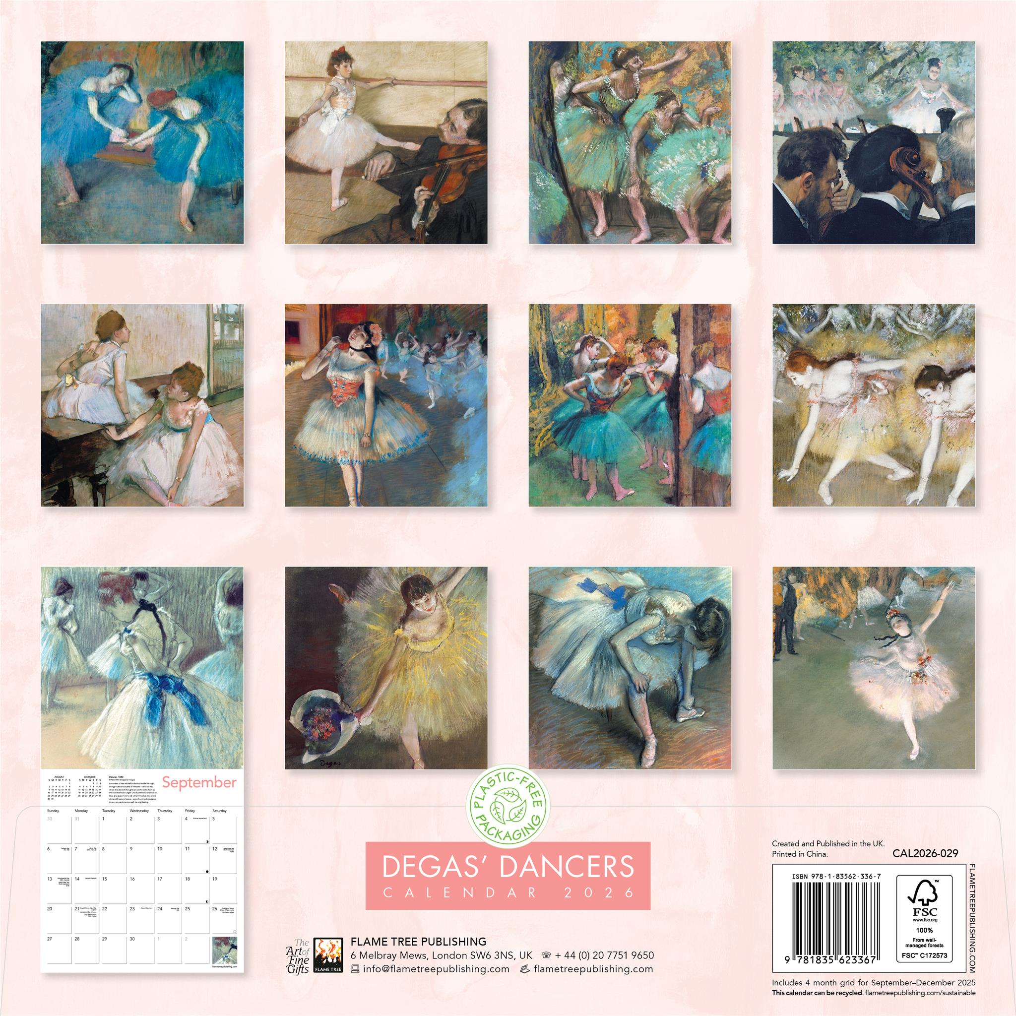 Calendrier mural 2026 des Danseuses de Degas - Disponible uniquement en ligne