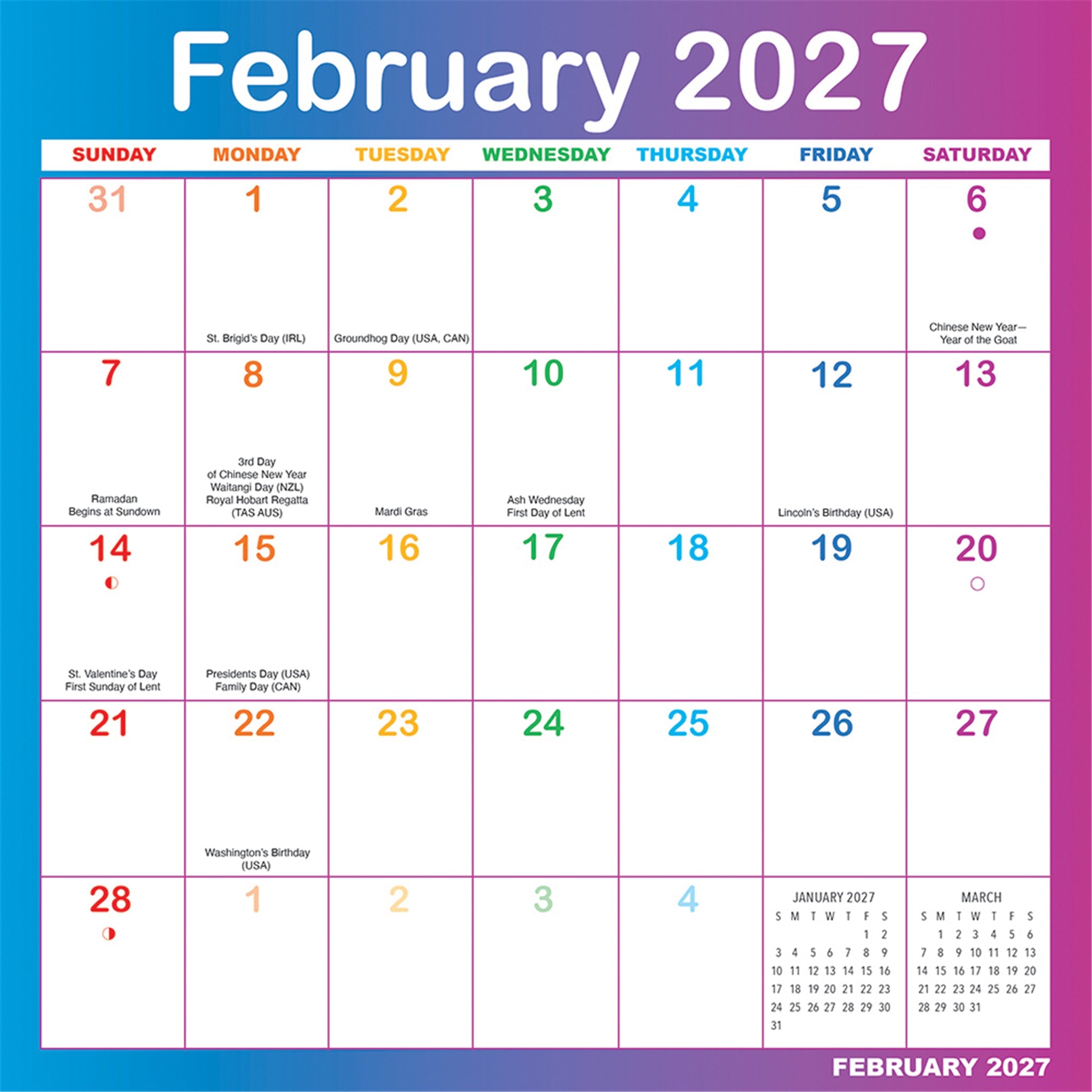 Rainbow Magic Grip Exclusive 2026-2027 Mini Calendar