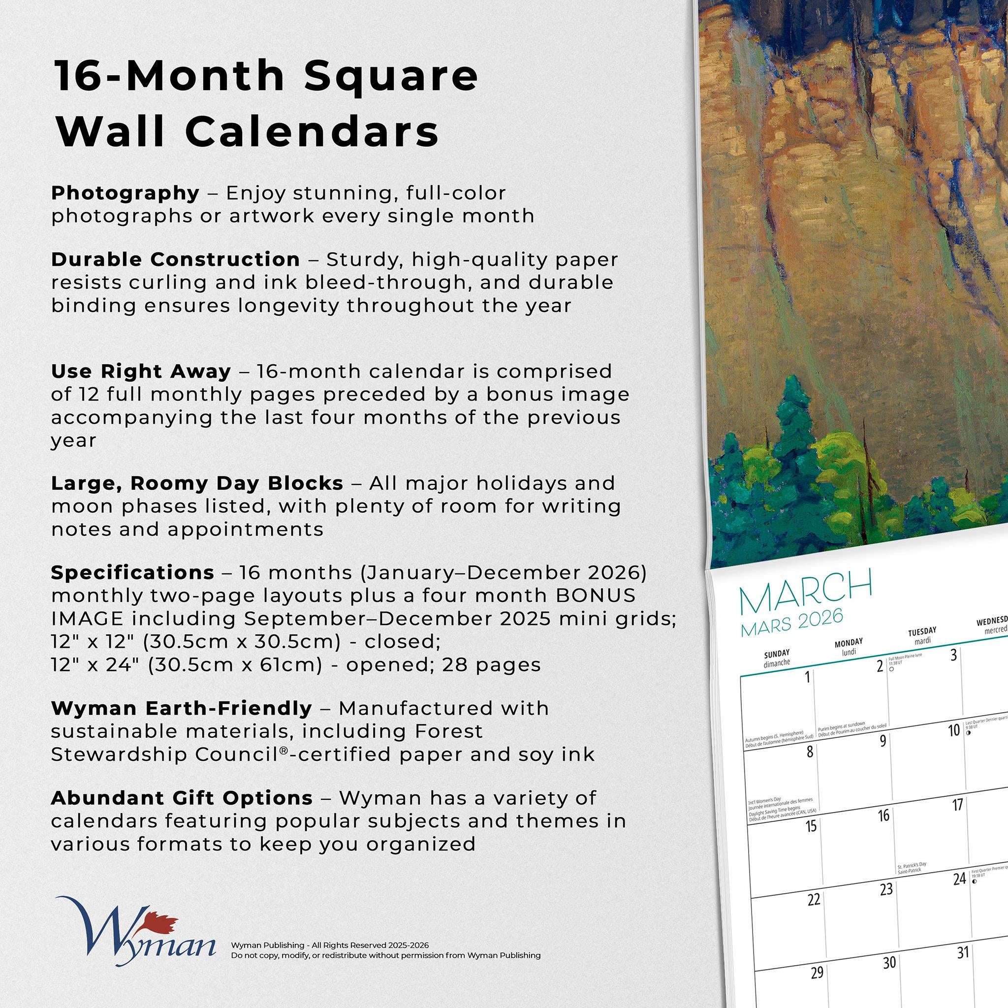 Calendrier mural du Groupe des Sept AGO 2026