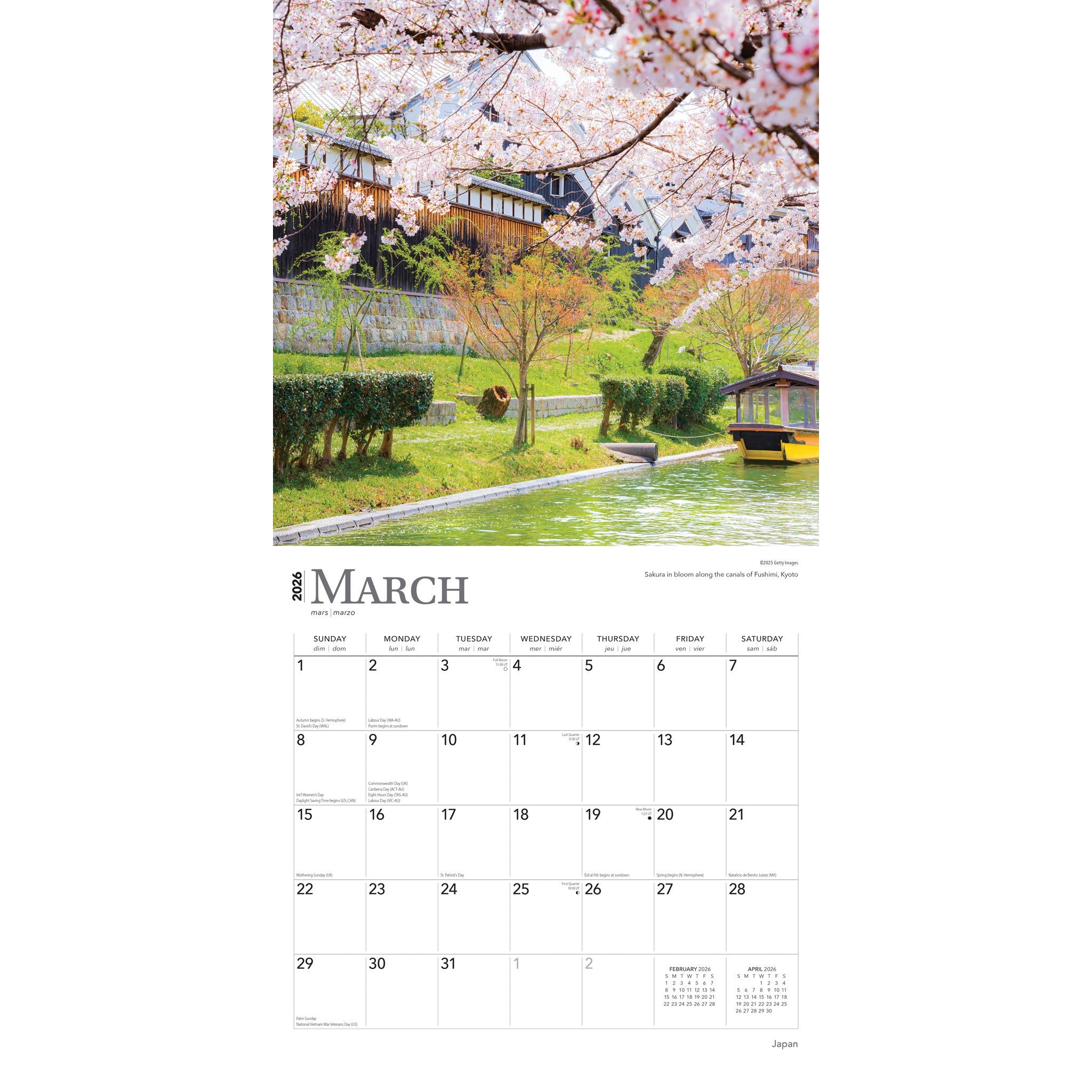 Calendrier mural Japon 2026 - Disponible uniquement en ligne