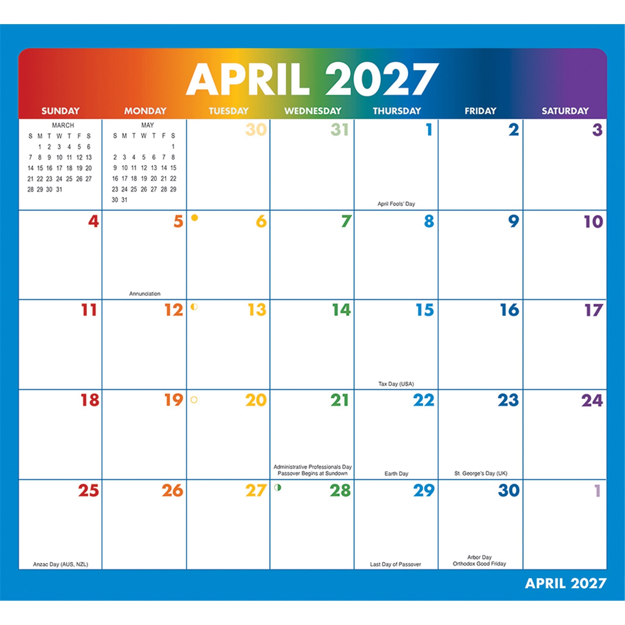 Rainbow Jumbo Magic Grip Exclusive 2026-2027 Wall Calendar