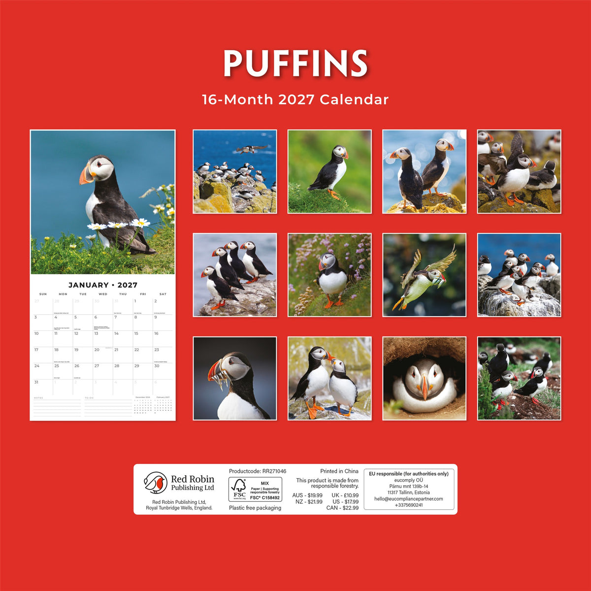 Calendrier mural Macareux 2027