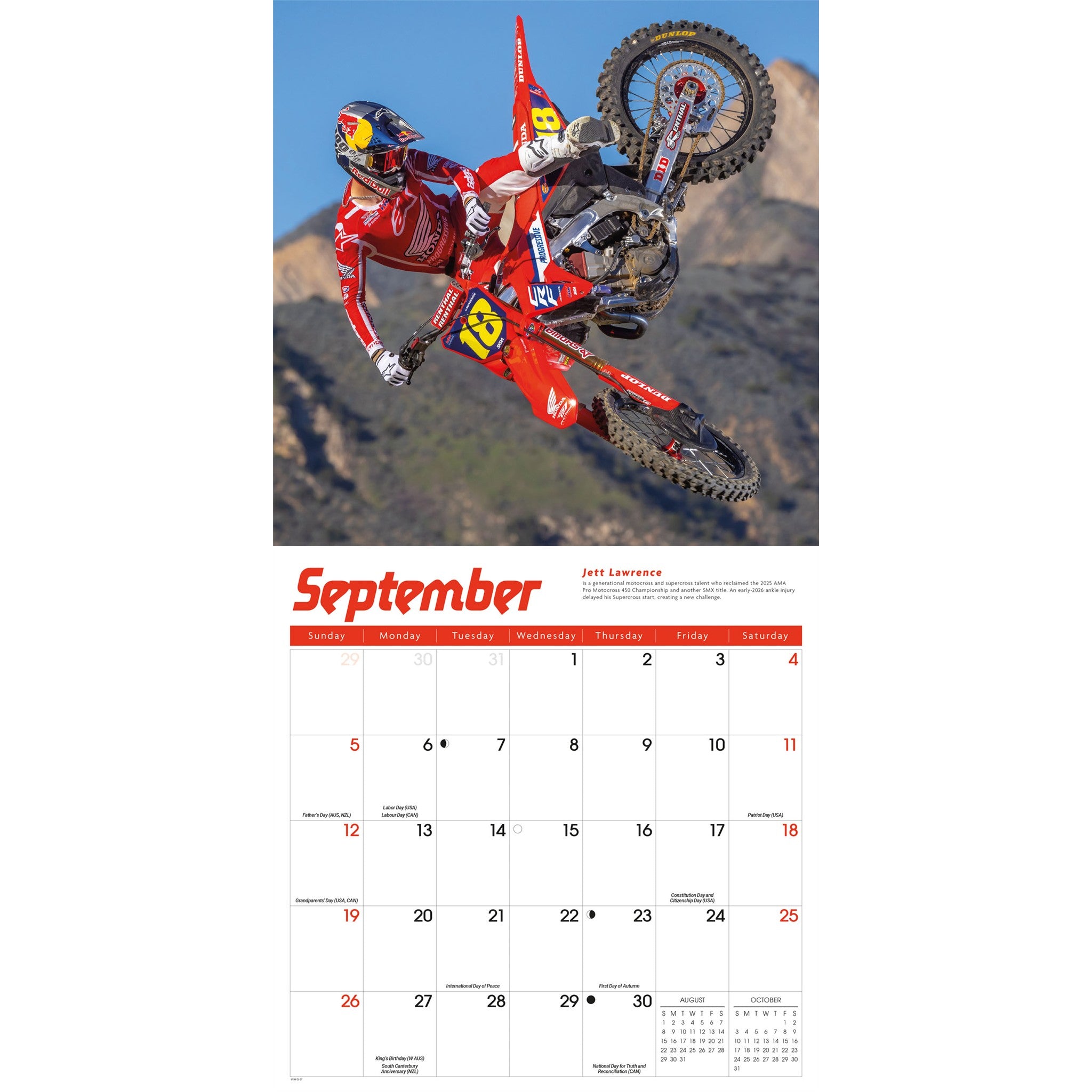 Calendrier mural Motocross 2027