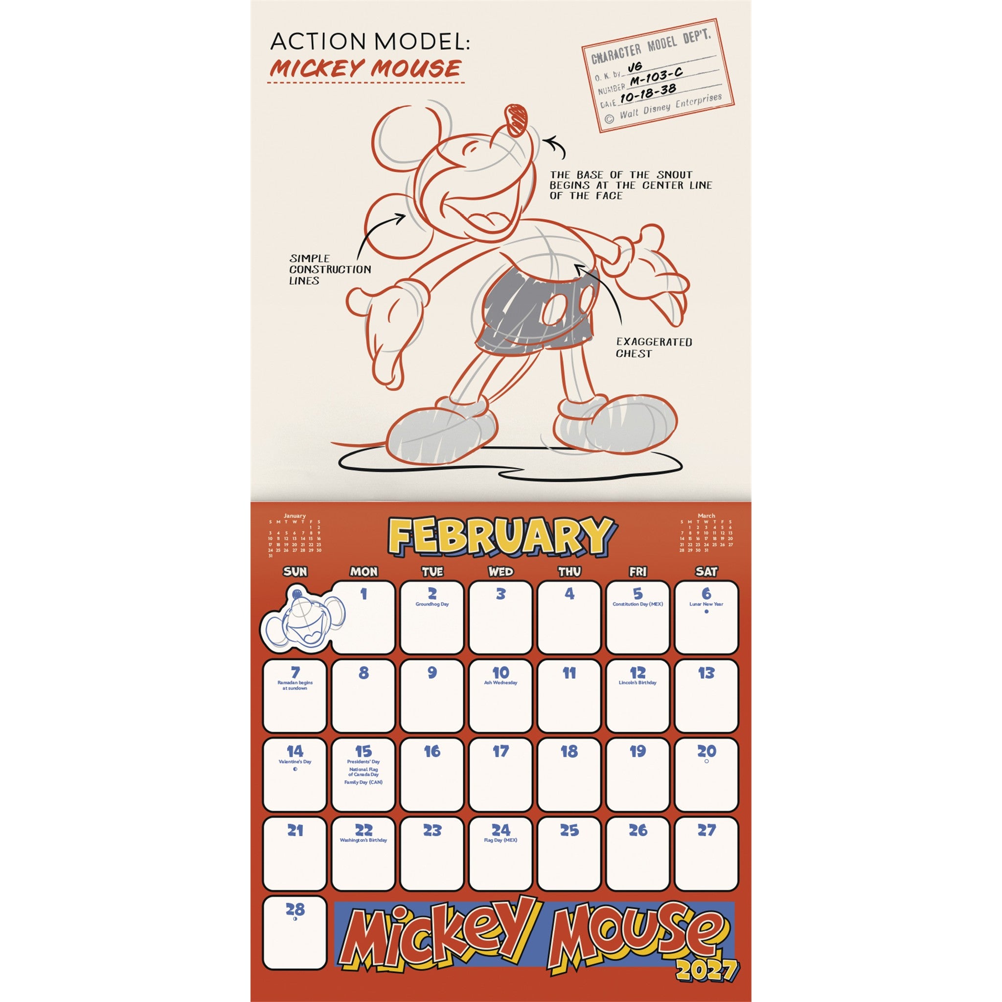 Mickey Mouse: Vintage 2027 Wall Calendar