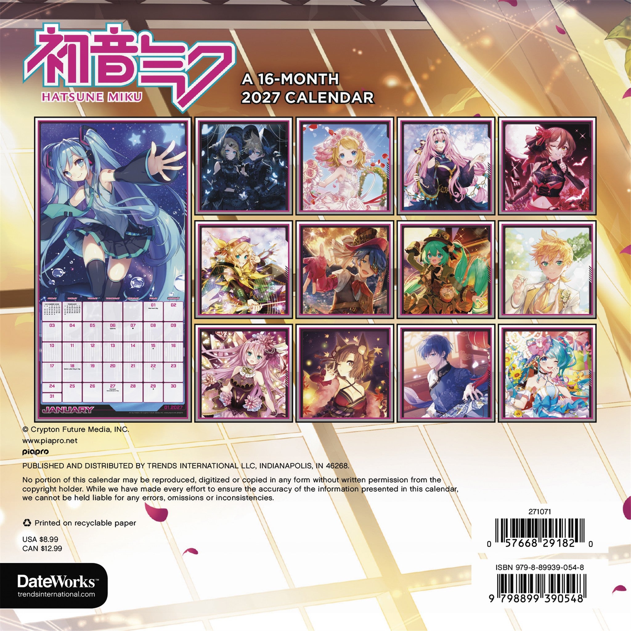 Hatsune Miku 2027 Mini Calendar