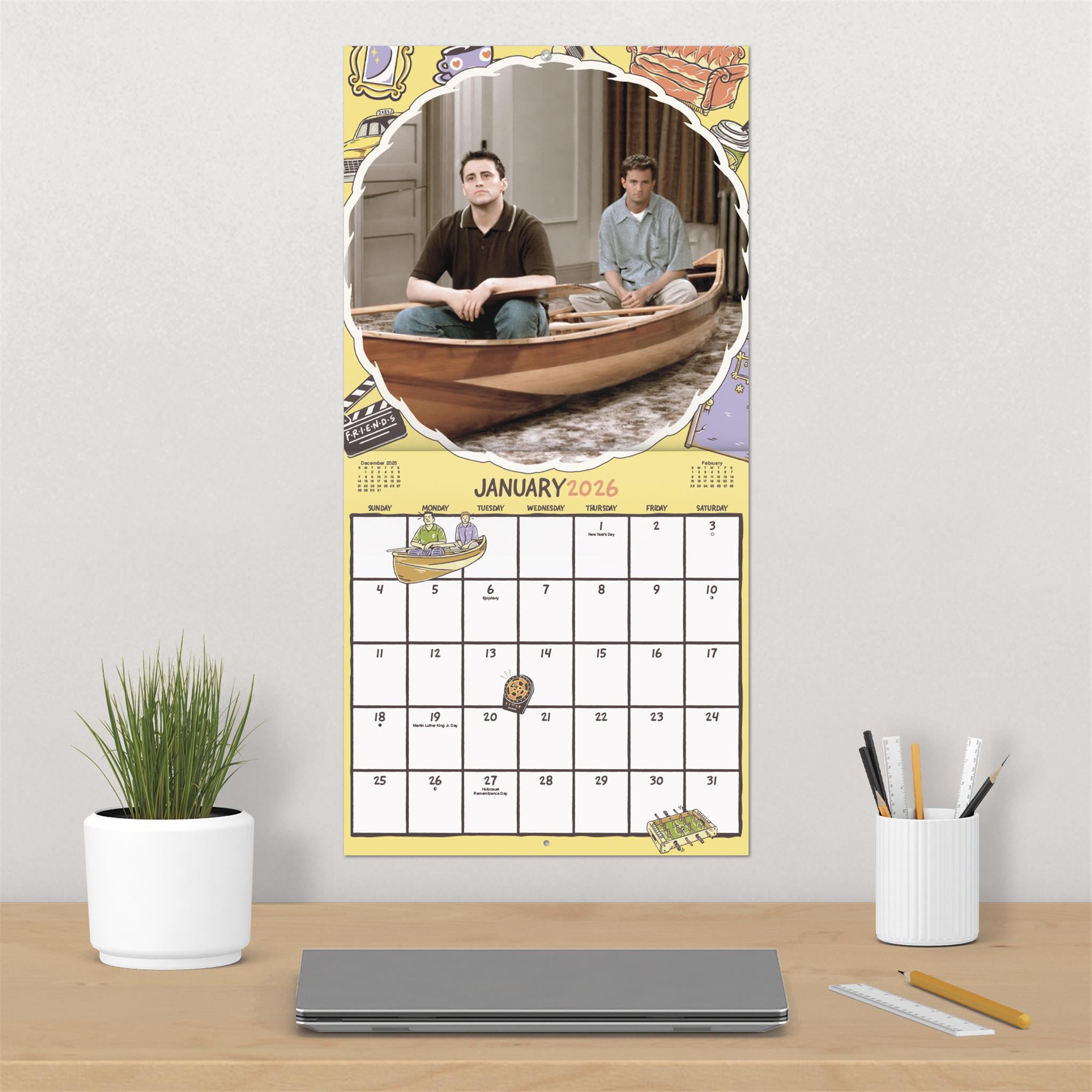 Friends Exclusive with Decal 2026 Deluxe Wall Calendar