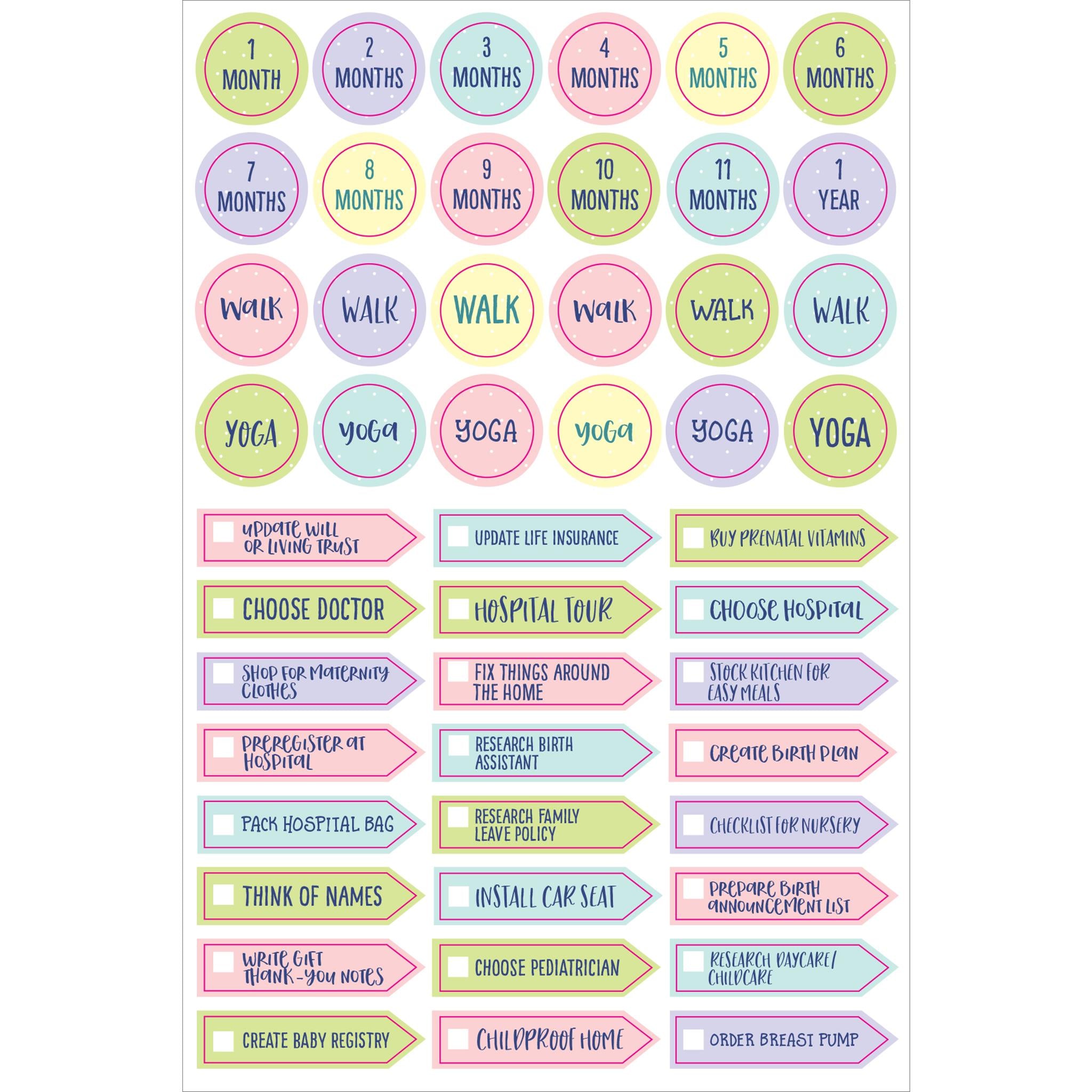 Autocollants pour agenda Grossesse et Première année de bébé