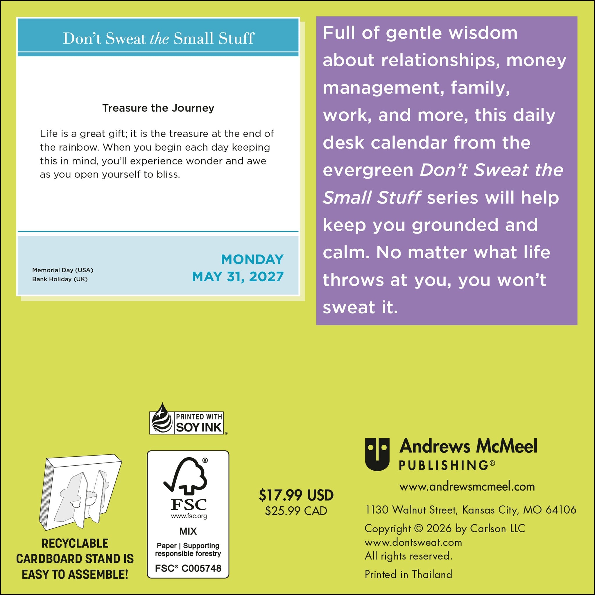 Don't Sweat the Small Stuff 2027 Box Calendar