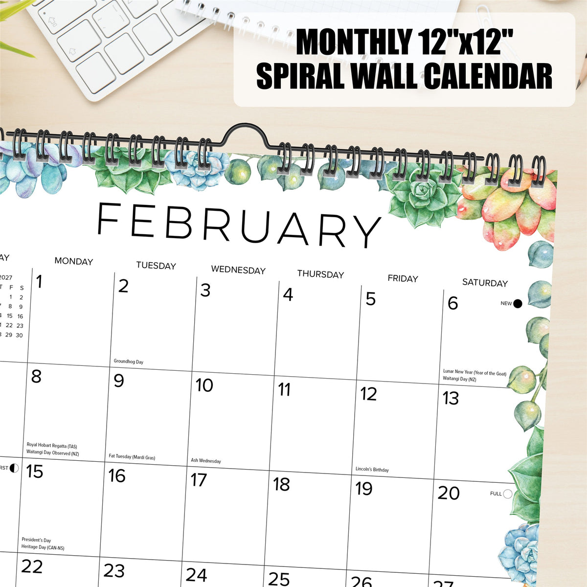 Succulents 2027 Spiral Wall Calendar