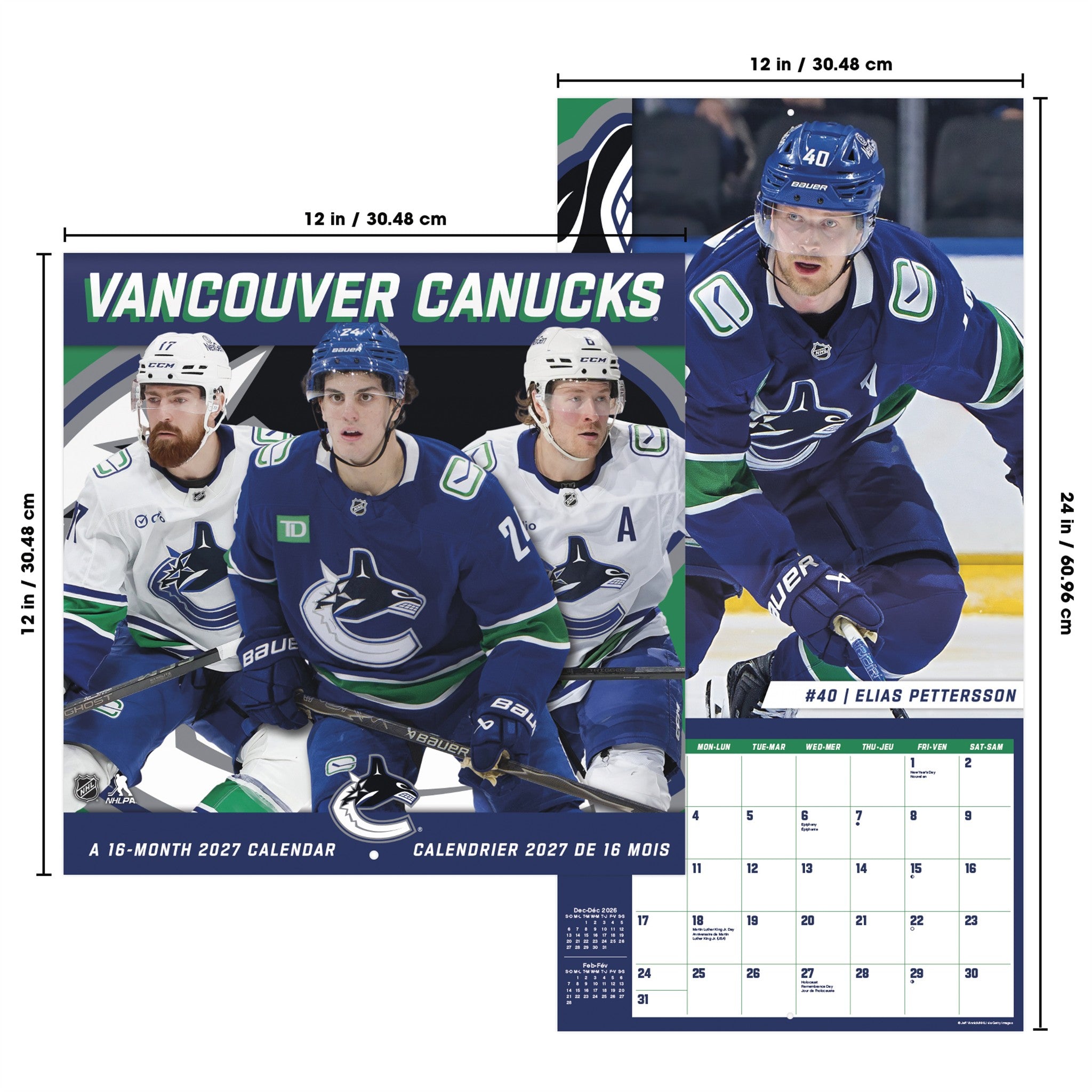 NHL Vancouver Canucks 2027 Wall Calendar