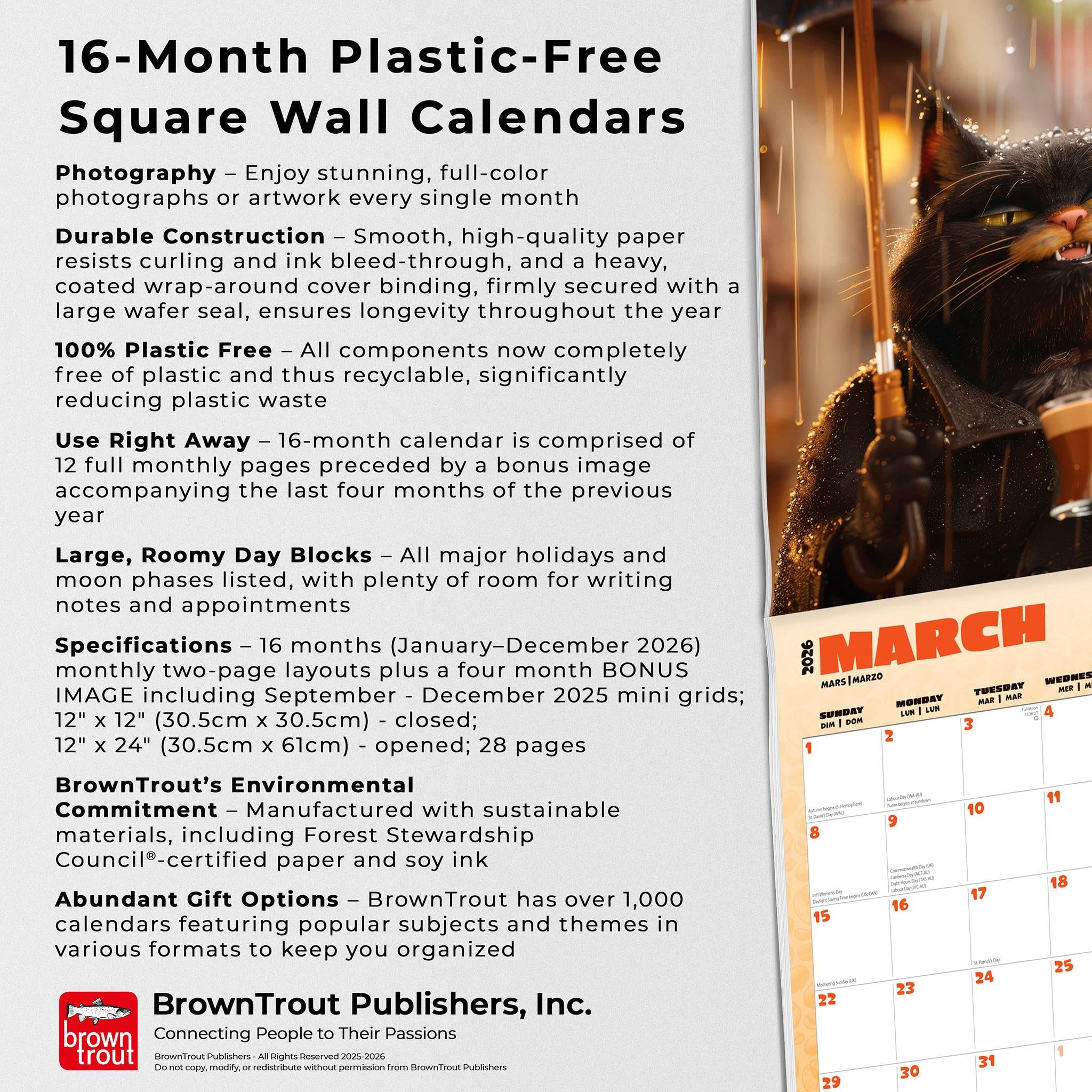 Calendrier mural Caffeine Cats 2026 - Disponible uniquement en ligne