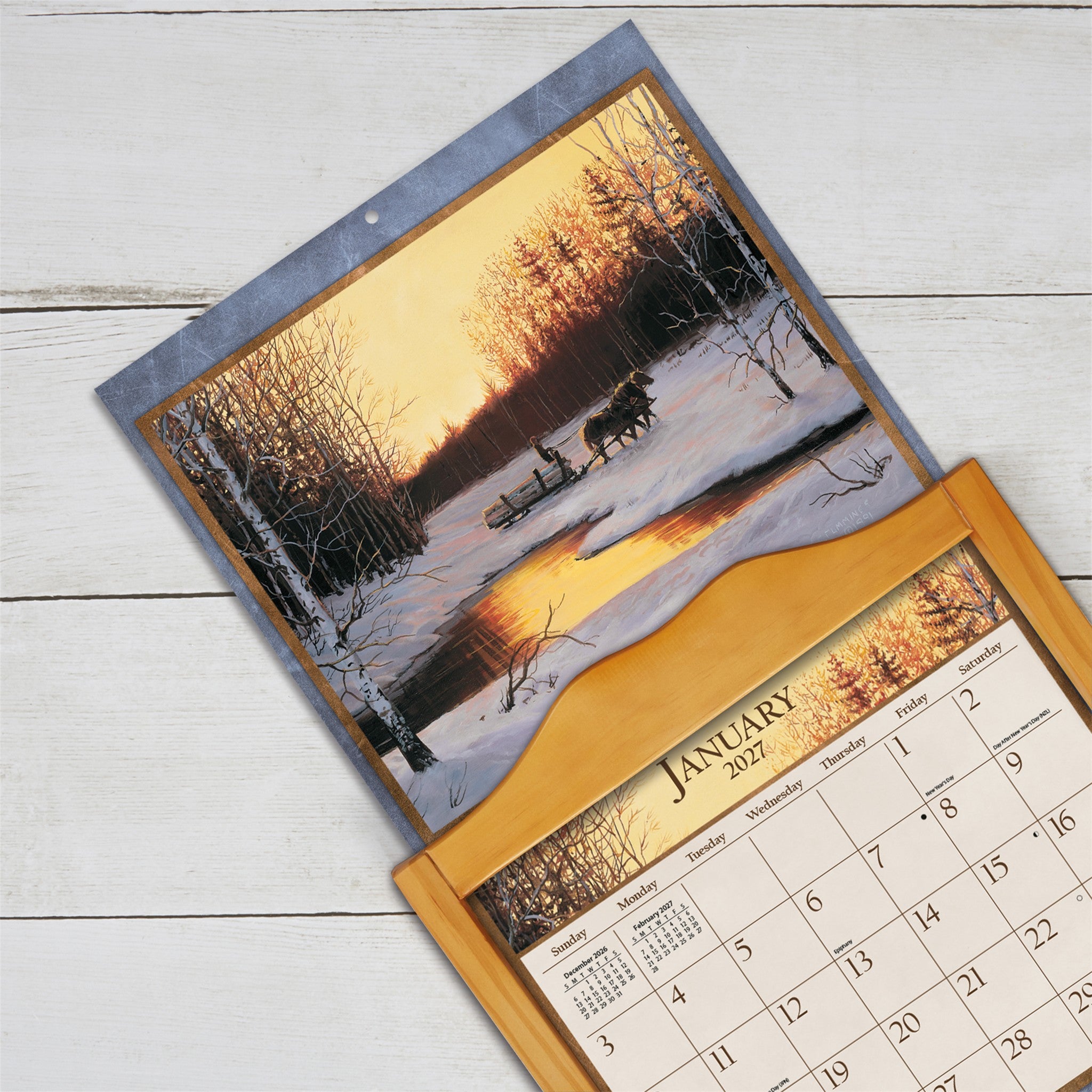 Horses in the Mist Special Edition with Print 2026-2027 Wall Calendar