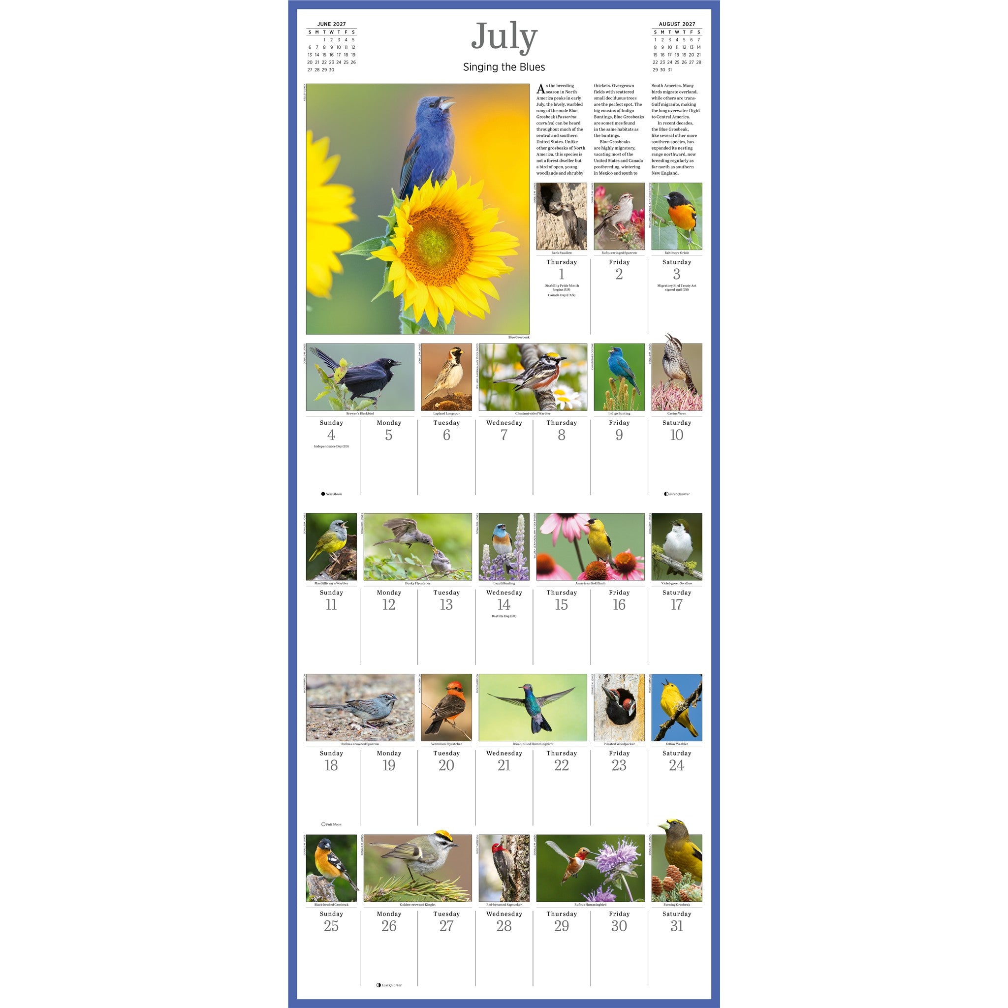Audubon Songbirds 365 2027 Wall Calendar