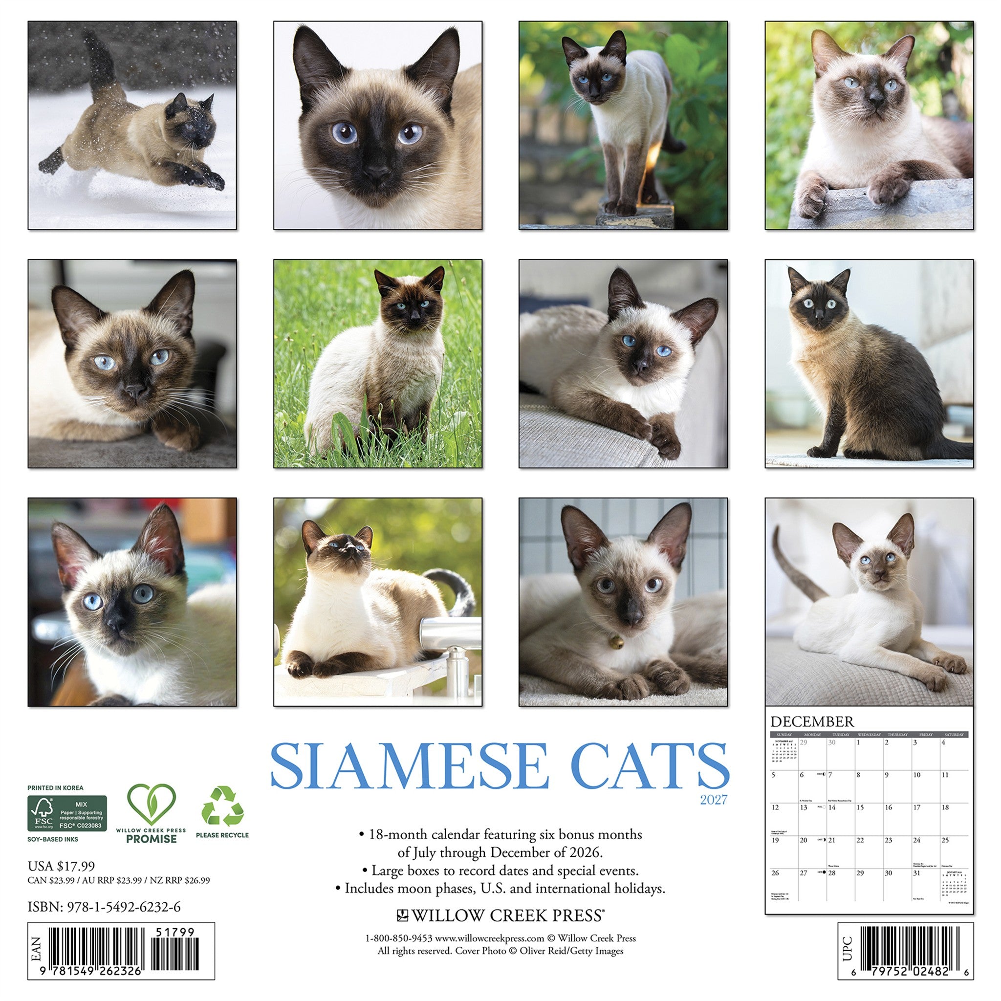 Siamese Cats 2027 Wall Calendar