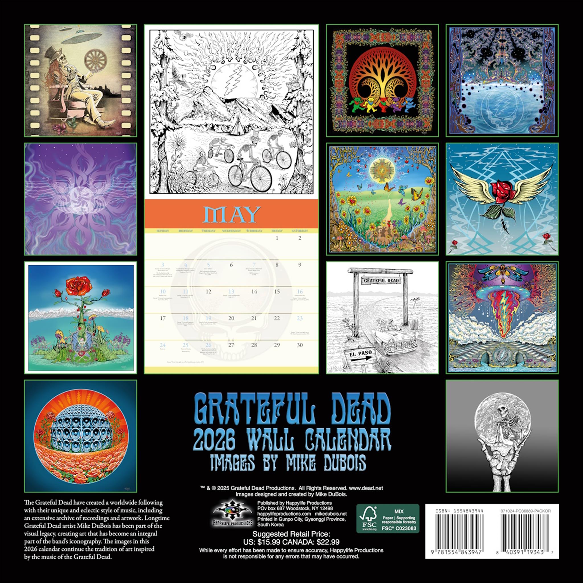 Calendrier mural Grateful Dead 2026