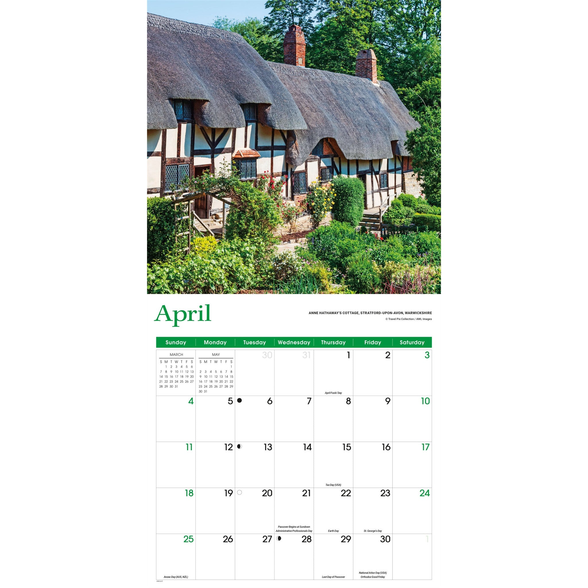 Calendrier mural Angleterre 2027