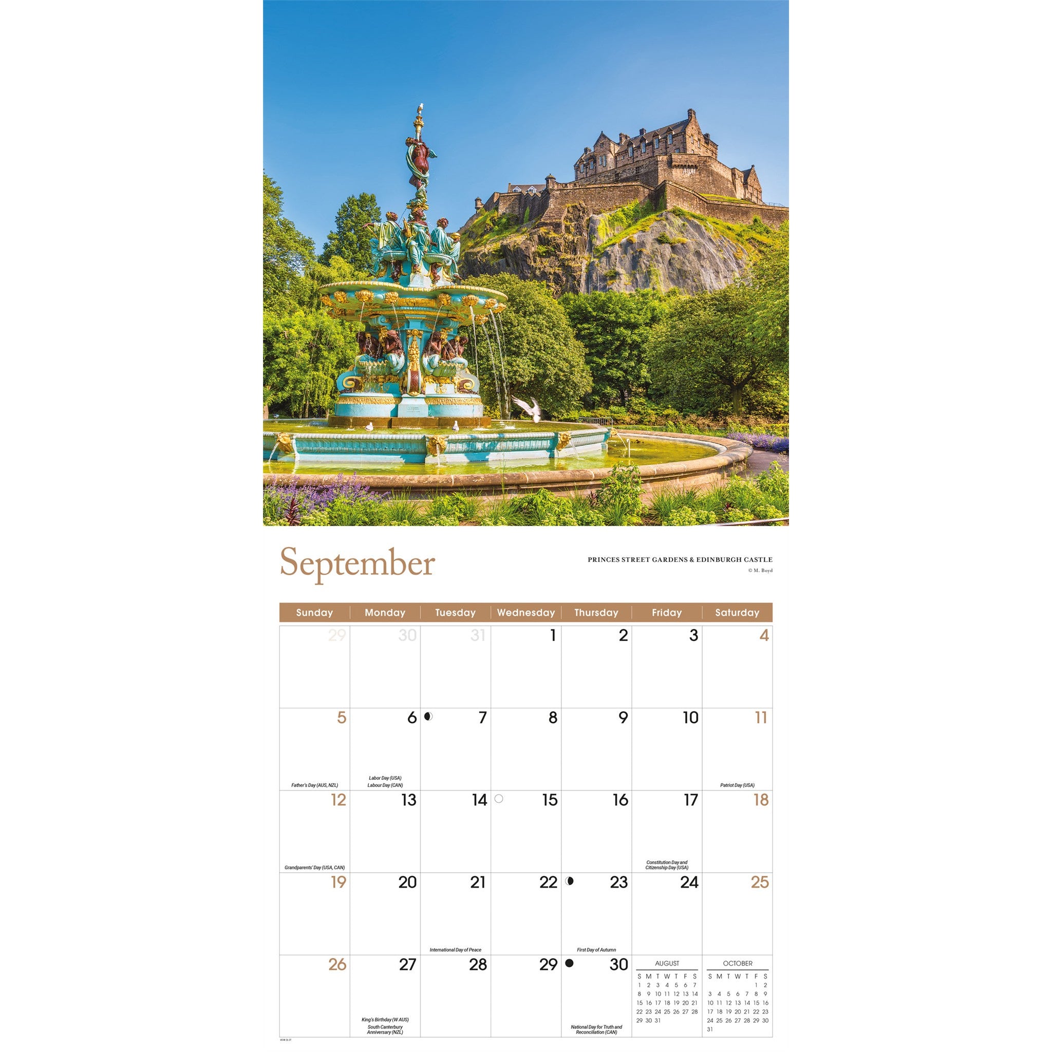 Calendrier mural Écosse 2027