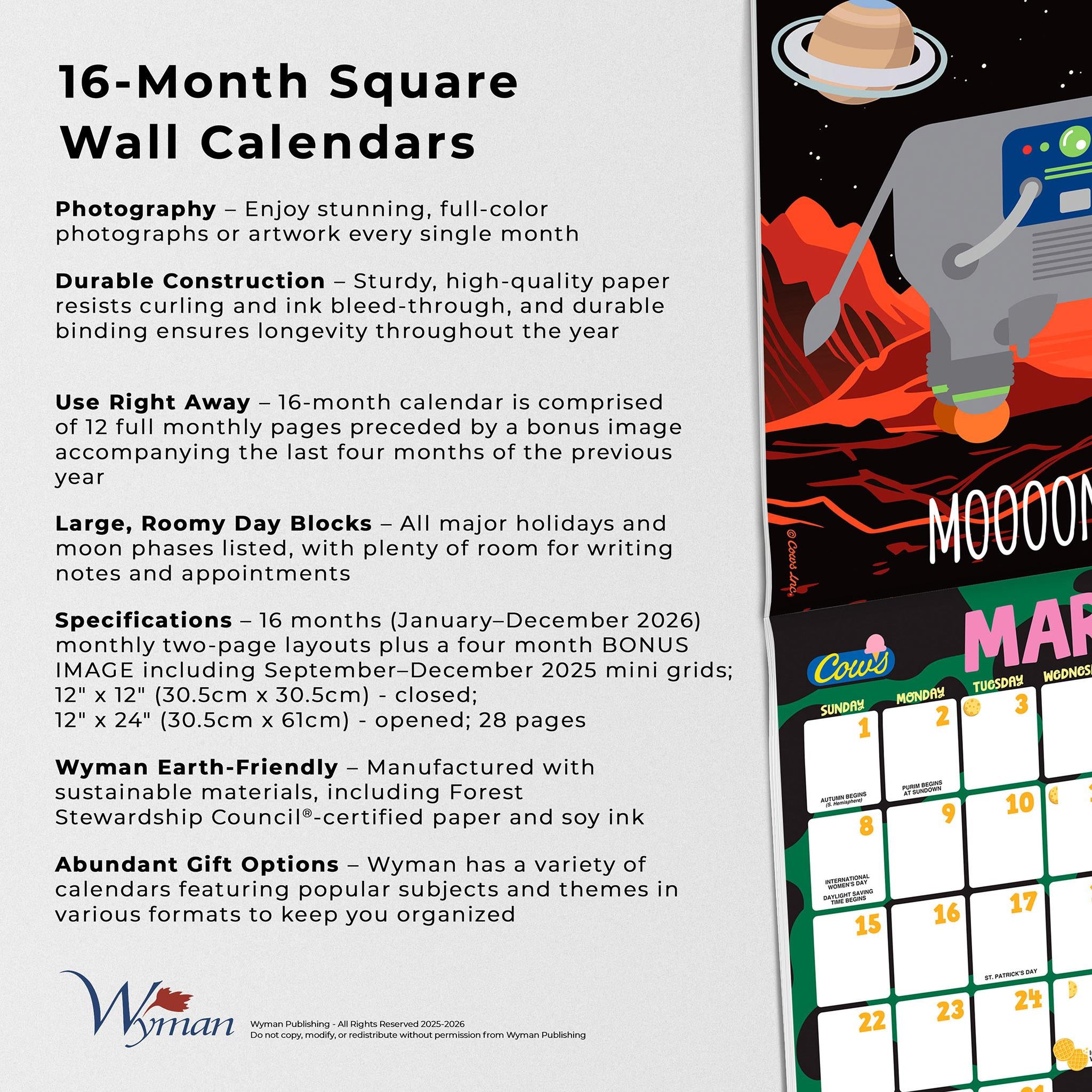 Cows Creamery 2026 Wall Calendar