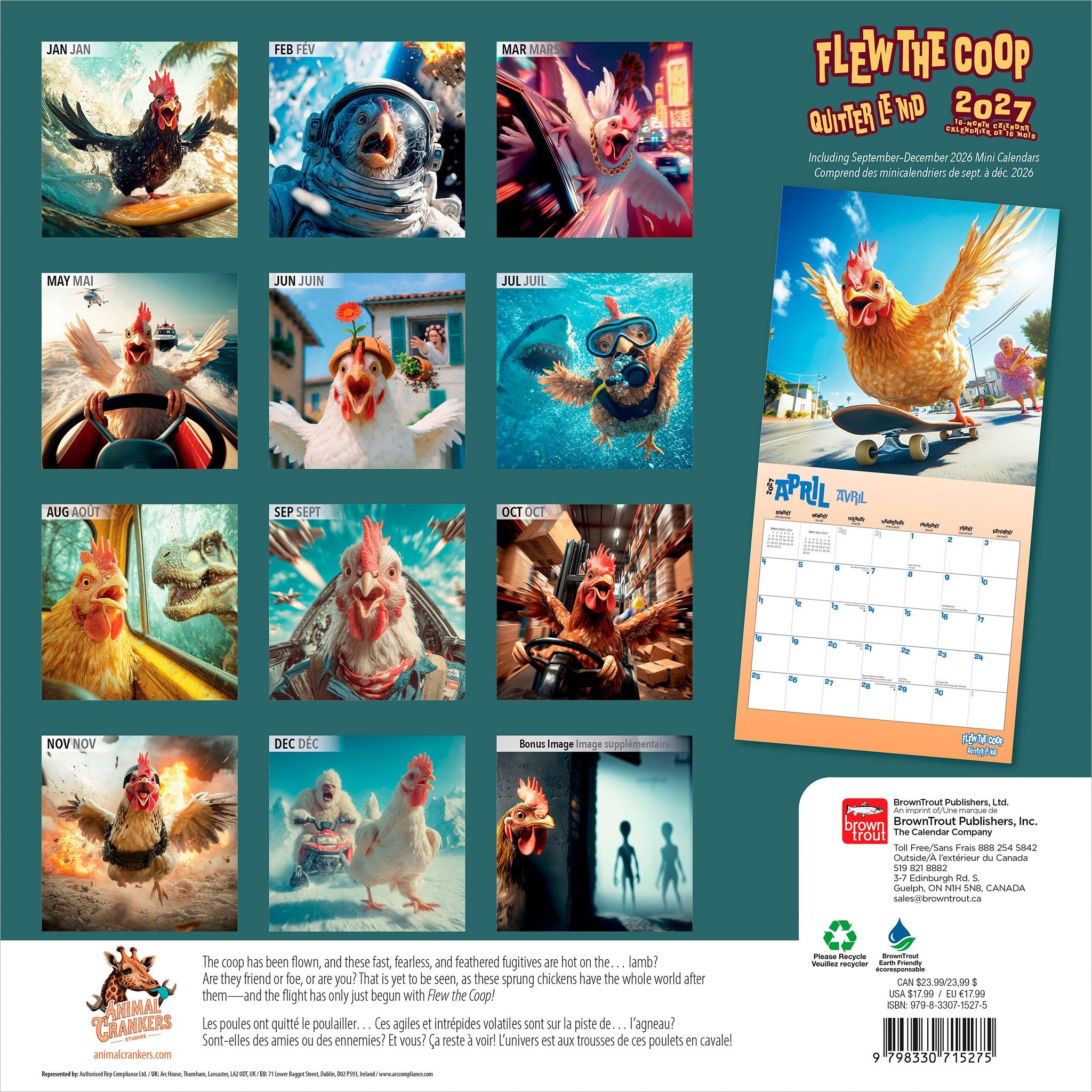 Flew the Coop / Quitter le nid 2027 Wall Calendar
