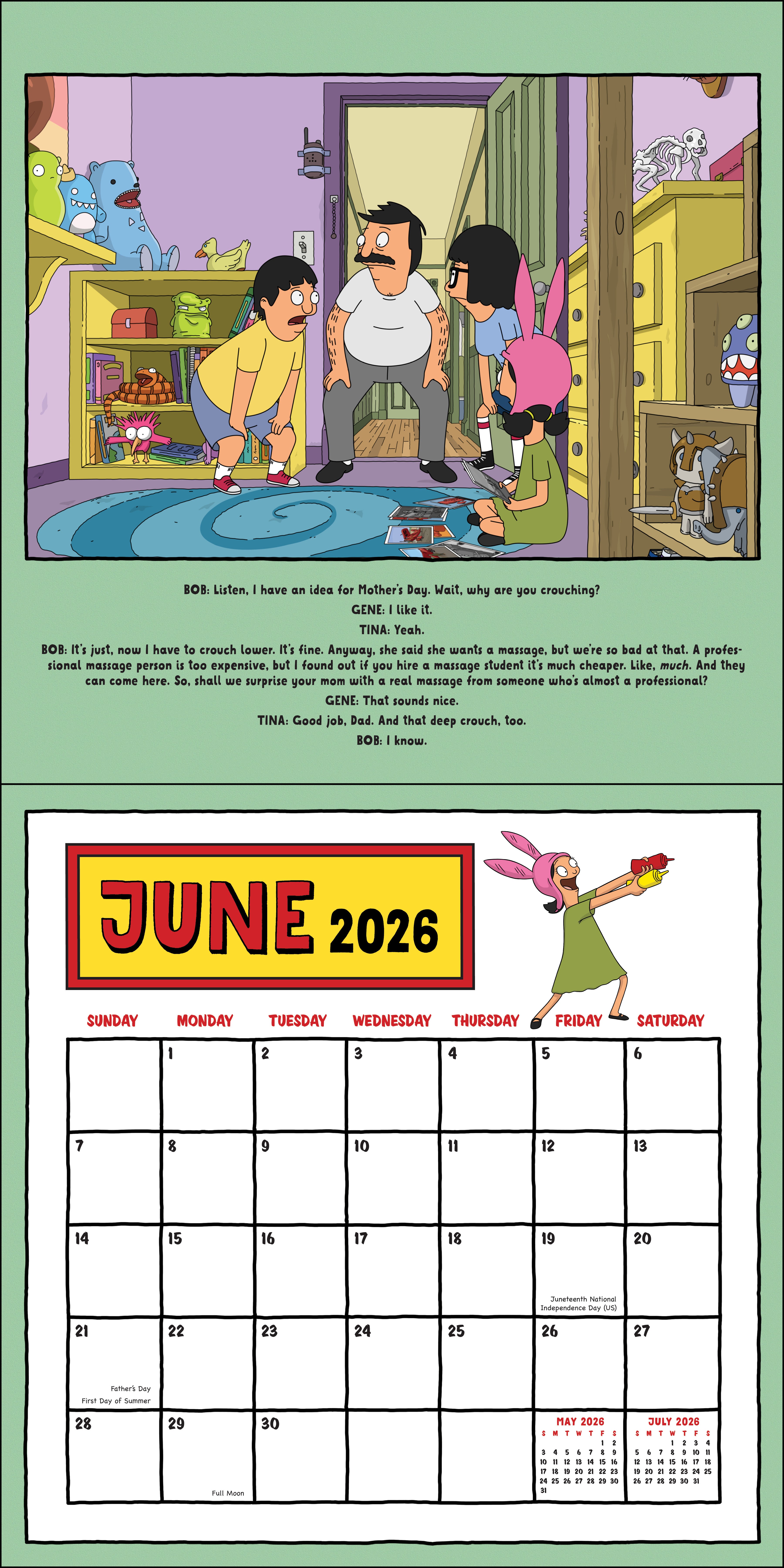 Calendrier mural Bob's Burgers 2026