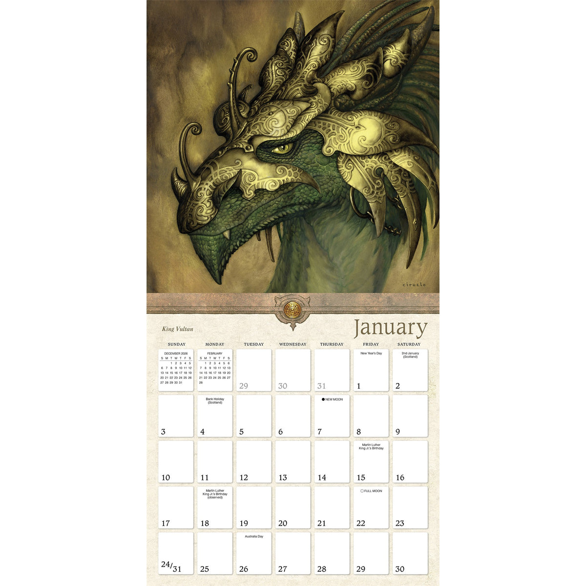 Calendrier mural Dragons 2027 - Exclusivité en ligne