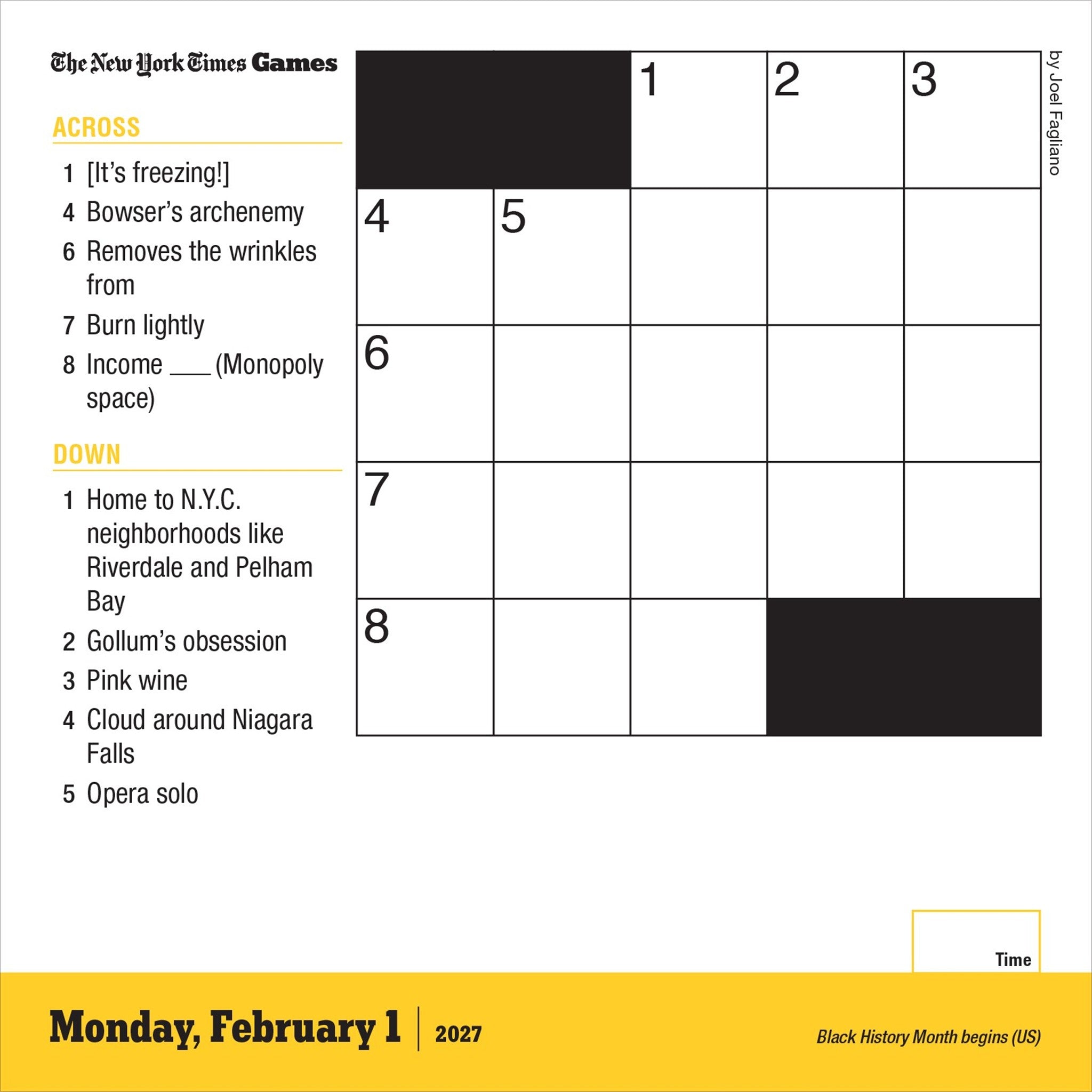 New York Times Mini Crossword 2027 Box Calendar