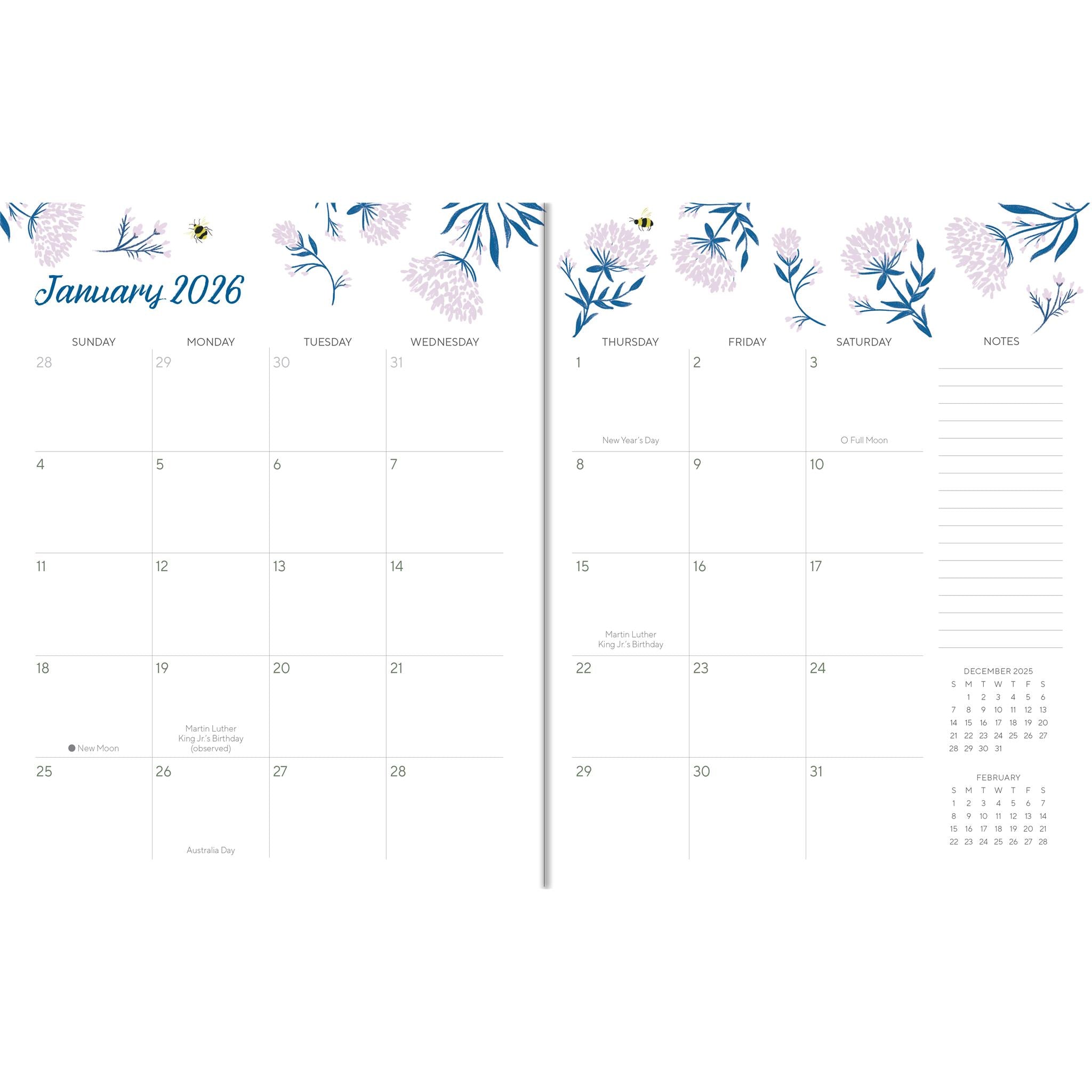 Calendrier mensuel Garden Bee 2025-2026