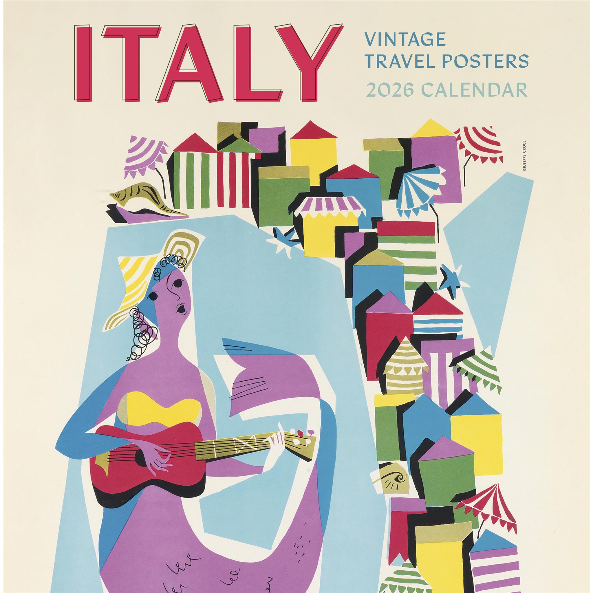 Calendrier mural 2026 d'affiches de voyage vintage d'Italie - Disponible uniquement en ligne