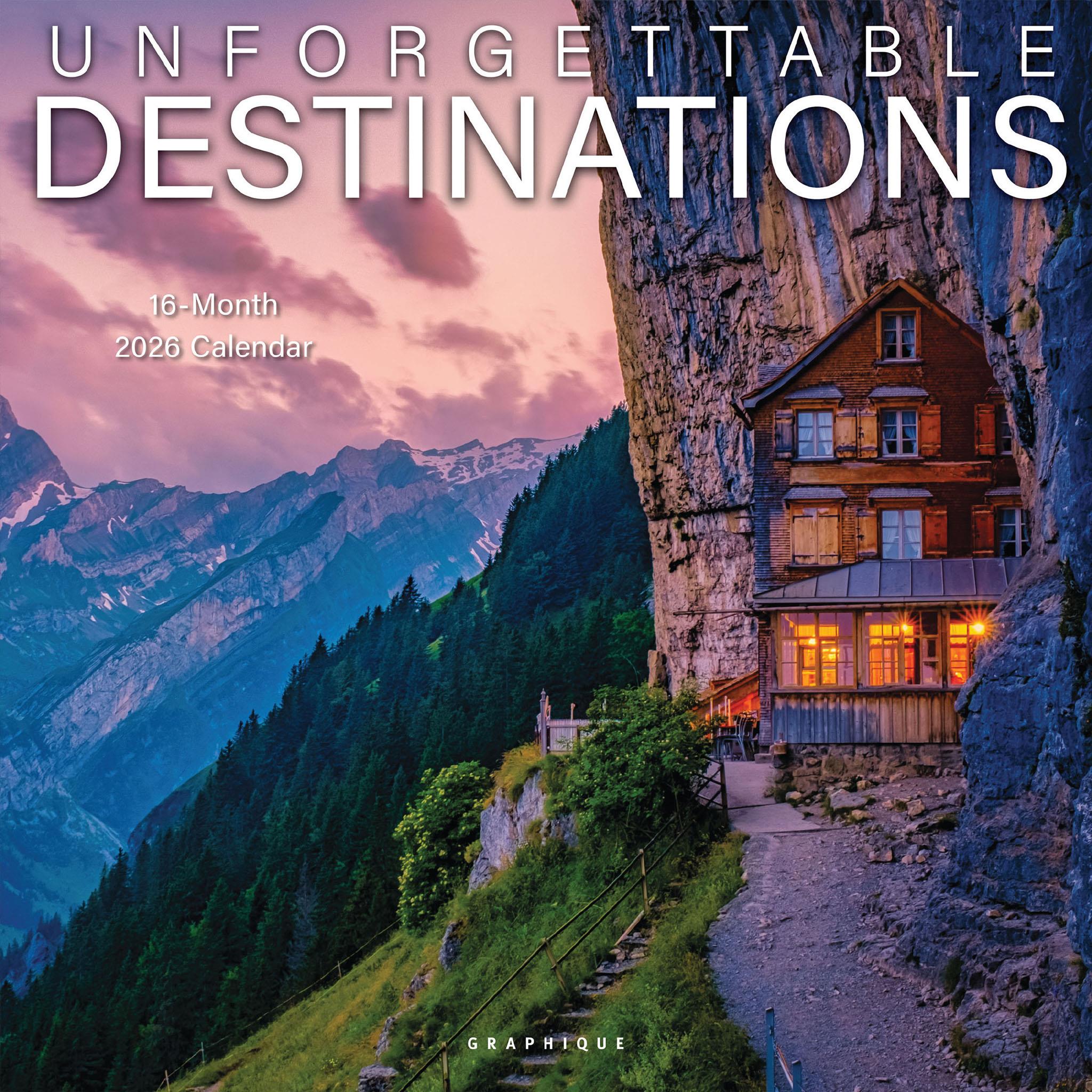 Calendrier mural Destinations inoubliables 2026 - Disponible uniquement en ligne