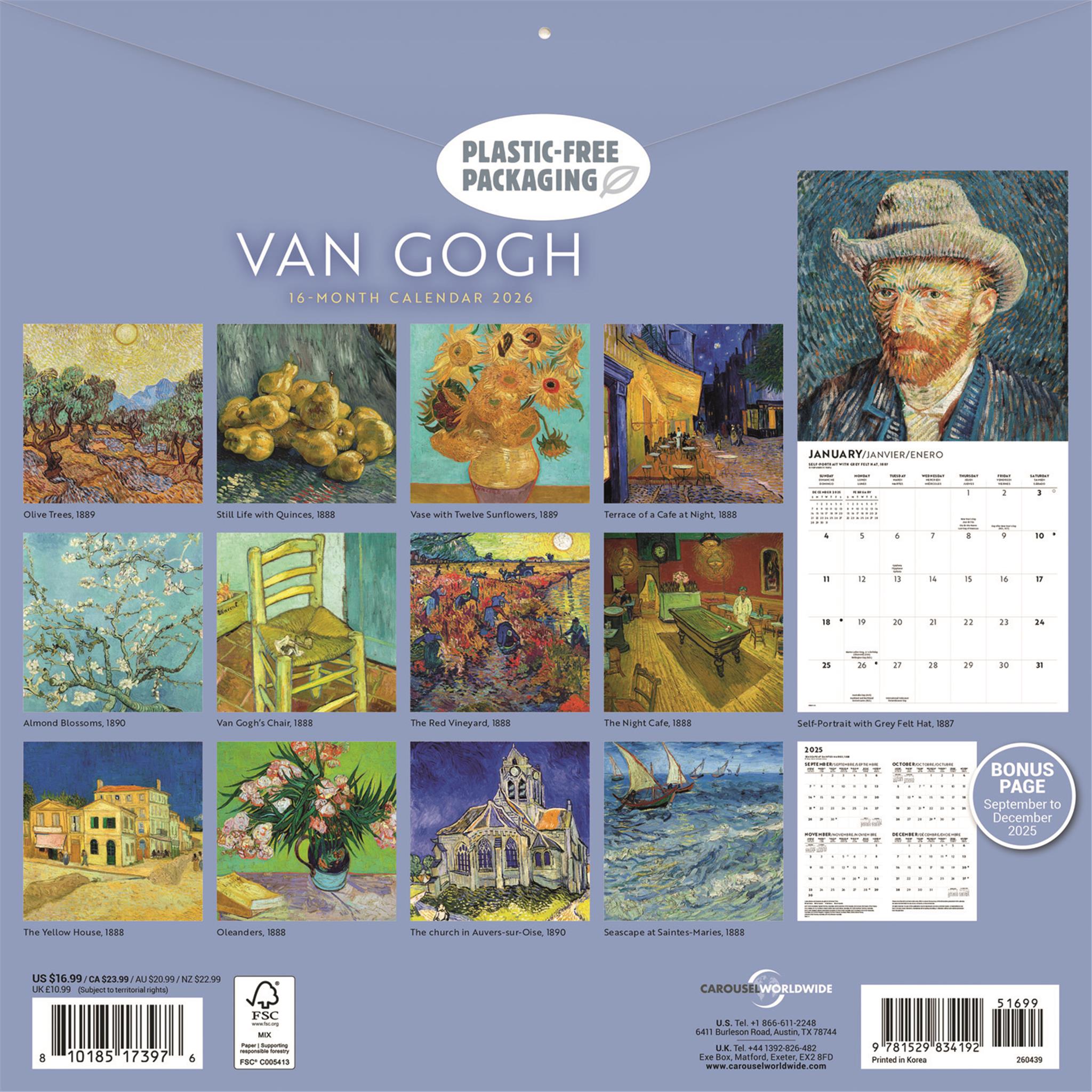 Calendrier mural Van Gogh 2026