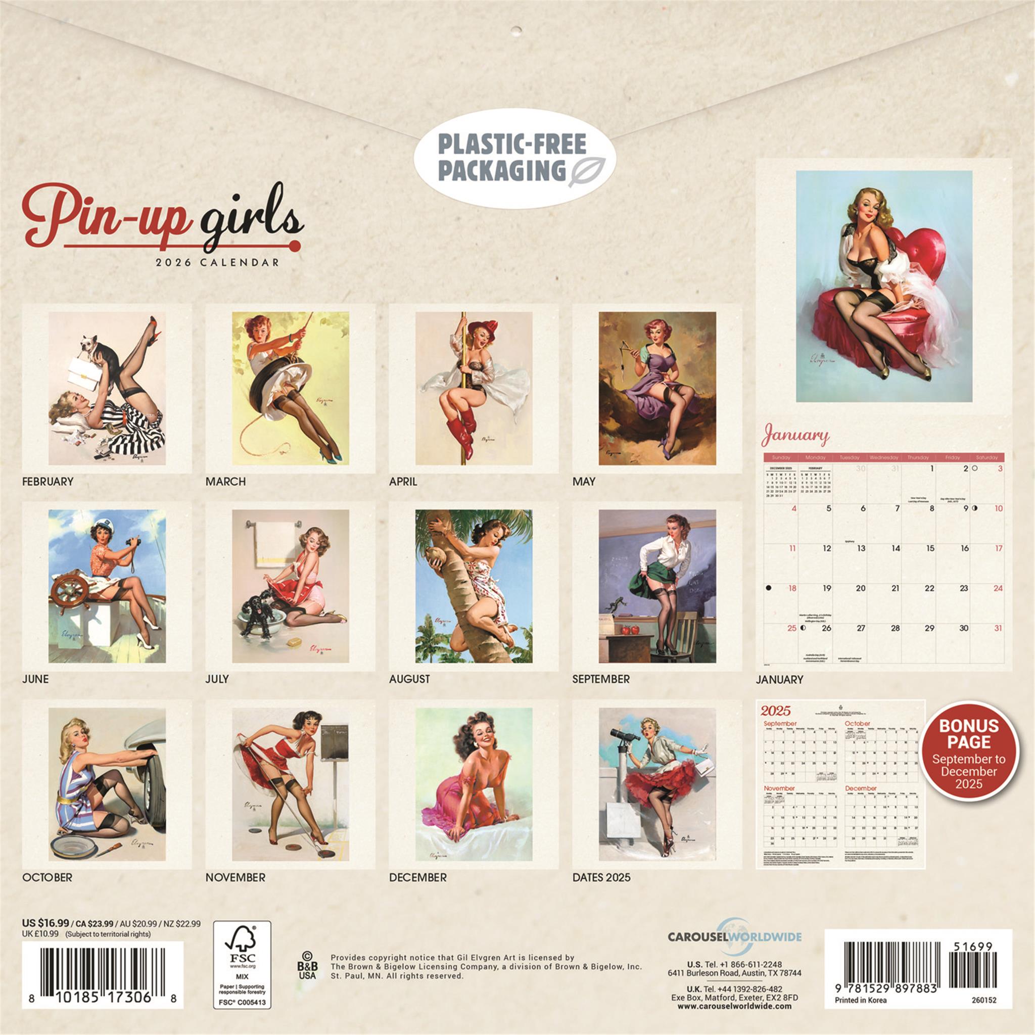 Calendrier mural Pin Ups 2026