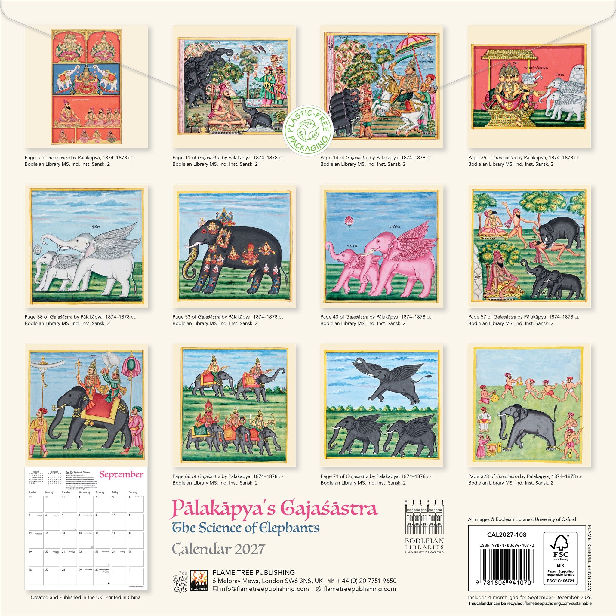 Palakapya's Gajaśāstra The Science of Elephants 2027 Wall Calendar
