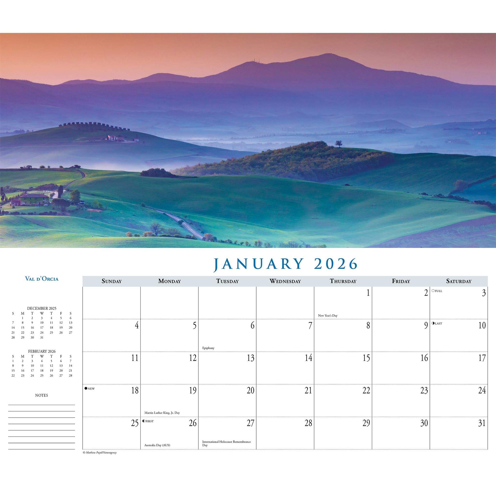 Italy Panoramic 2026 Slim Calendar