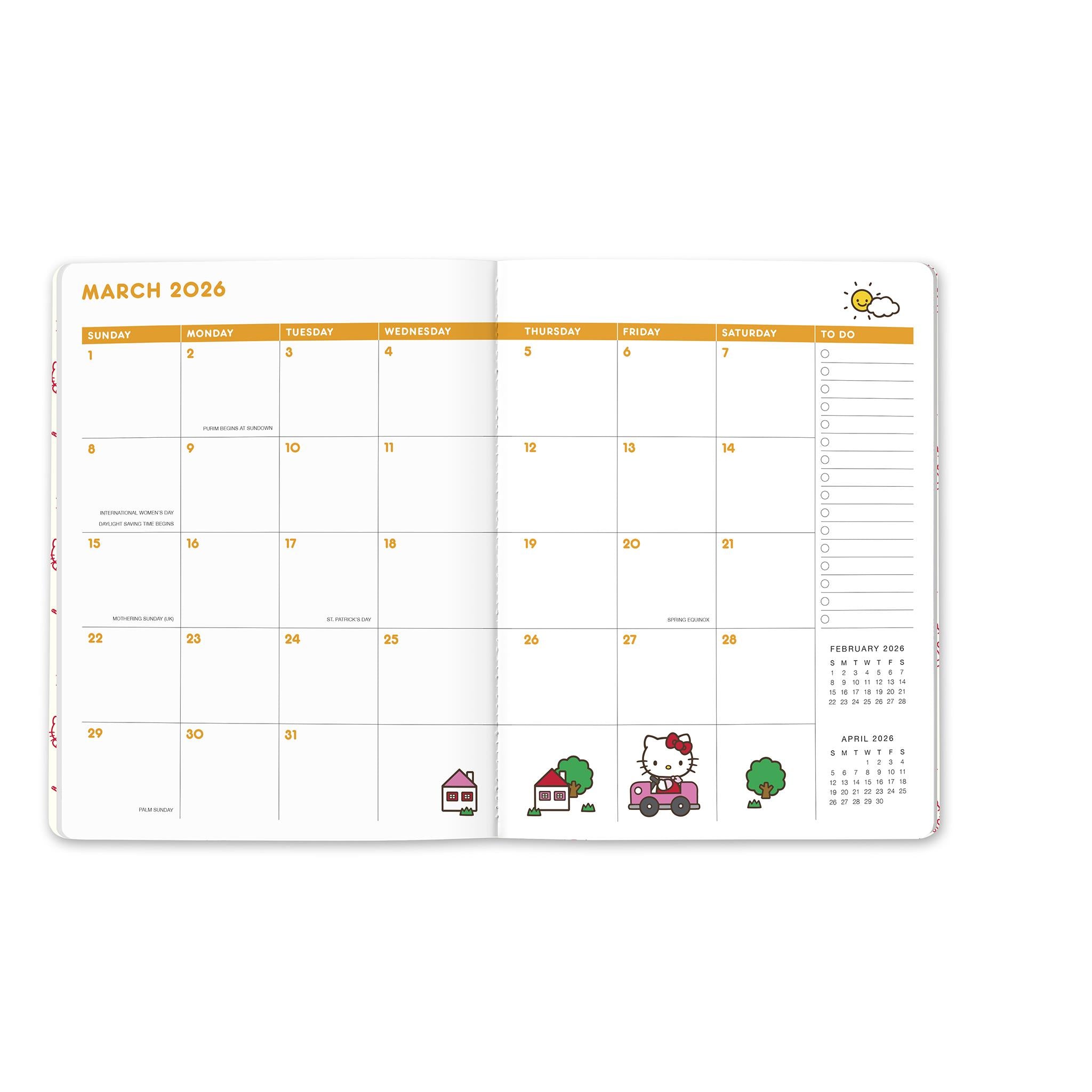 Agenda mensuel Hello Kitty rose ludique 2025-2026 - Disponible uniquement en ligne