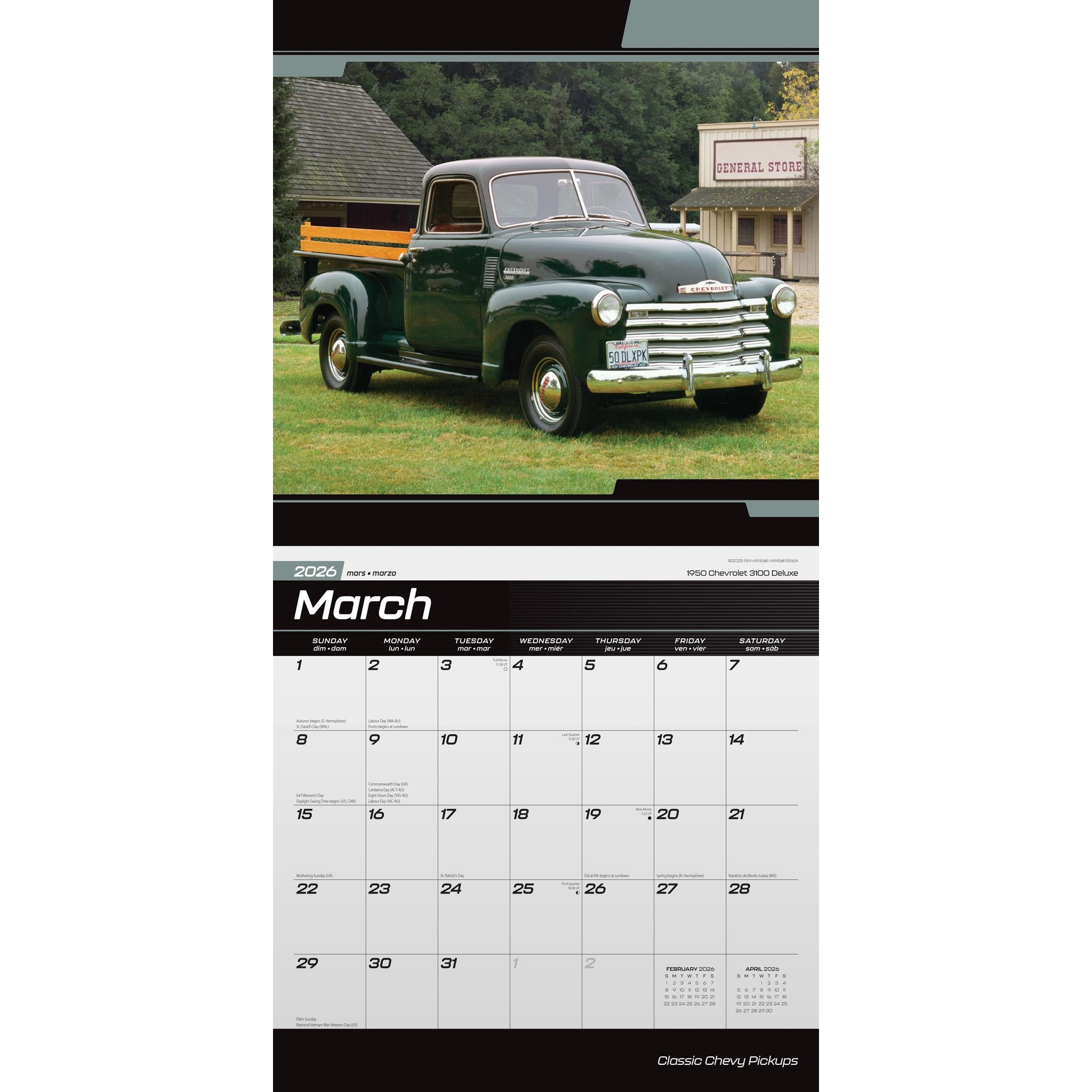 Calendrier mural Chevy Pickups Classic 2026