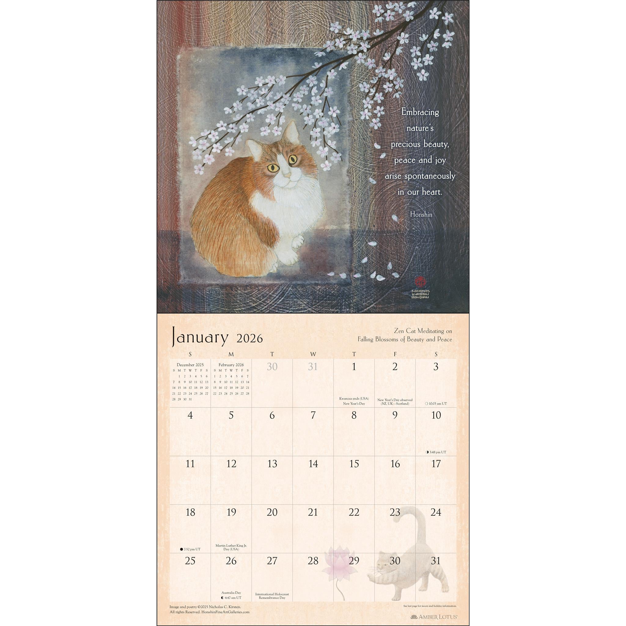 Calendrier mural Zen Cat 2026 - Disponible uniquement en ligne