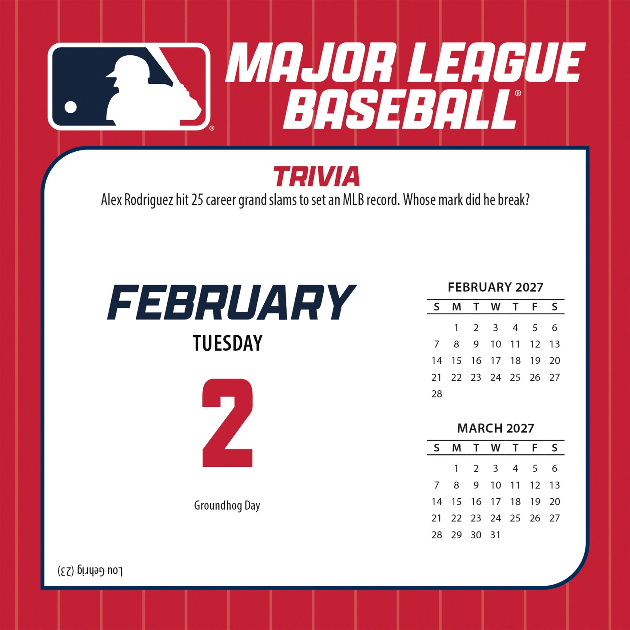 MLB All Team 2027 Box Calendar