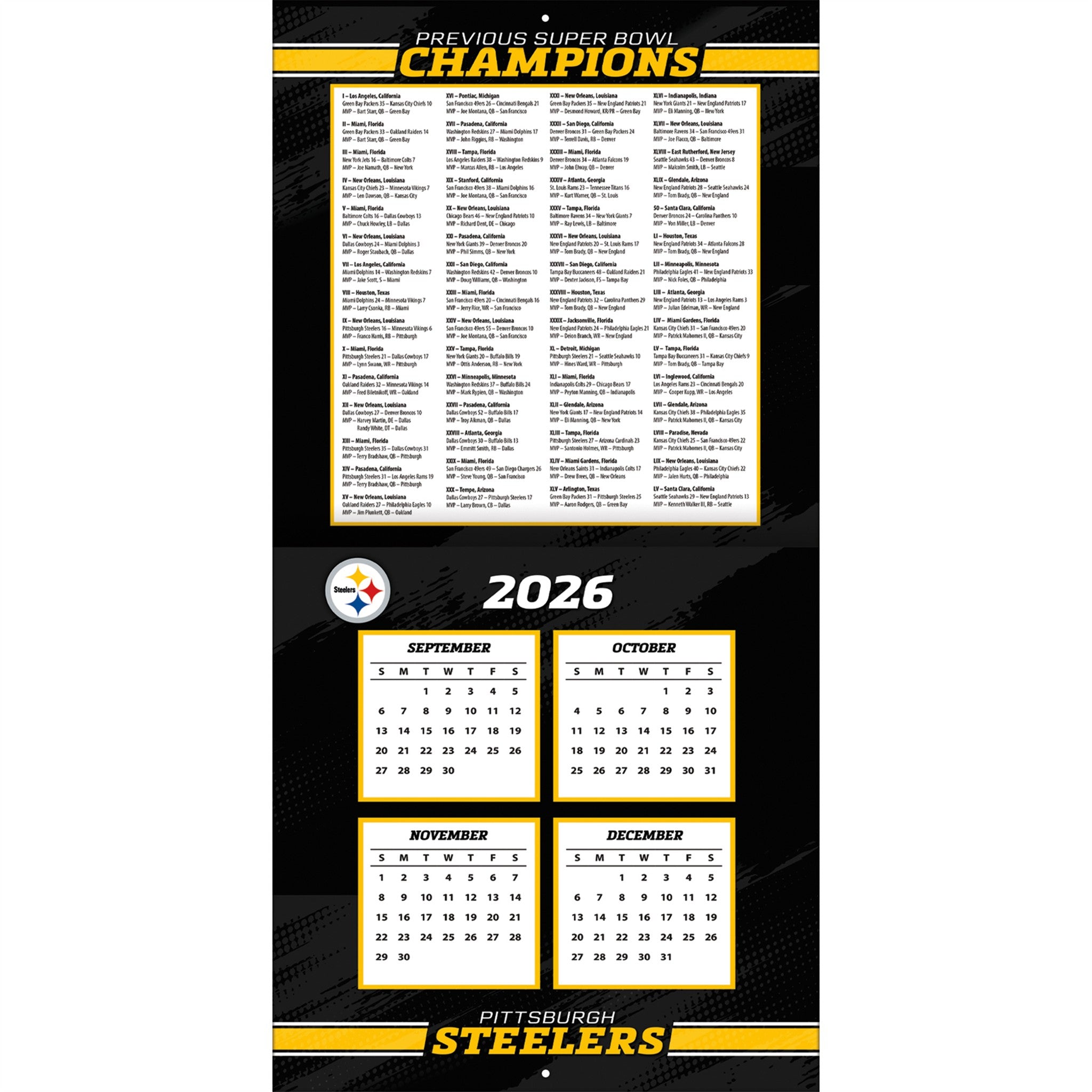 NFL Pittsburgh Steelers 2027 Wall Calendar