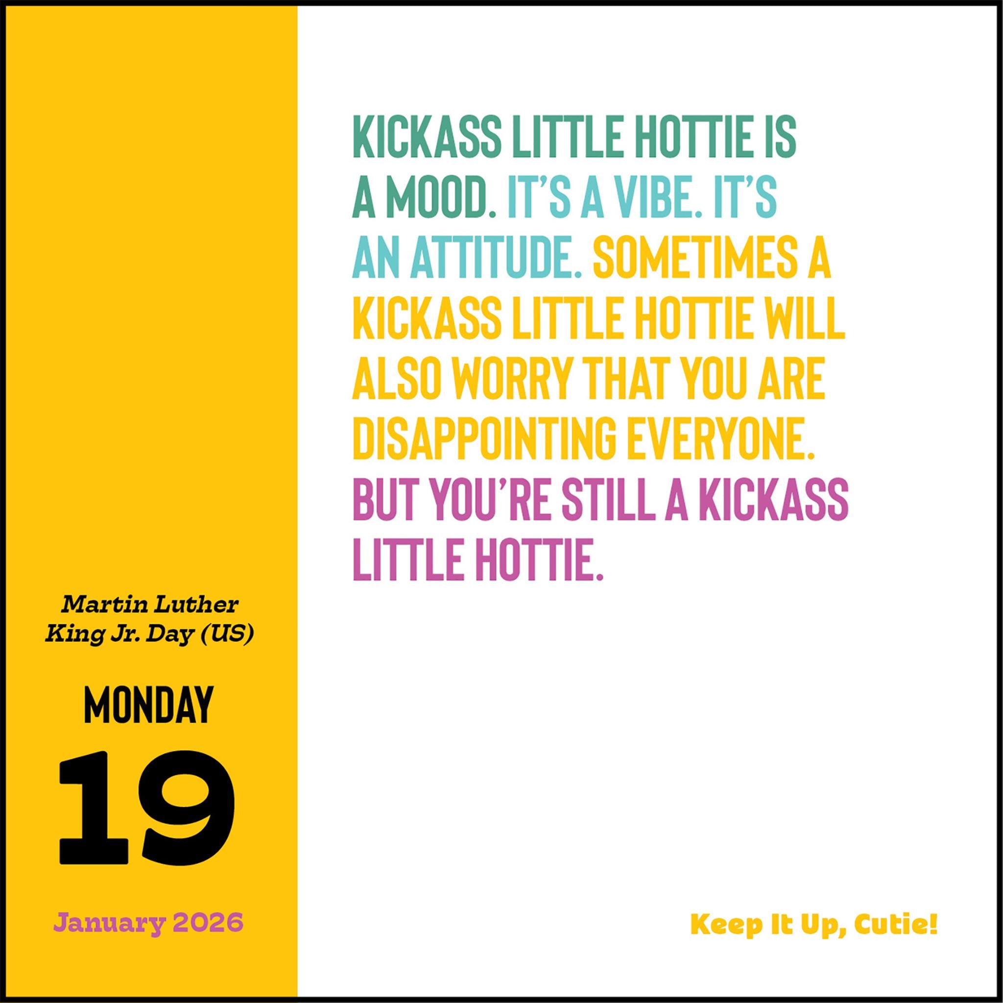 Continue comme ça, ma belle ! Calendrier 2026 en boîte - Disponible uniquement en ligne