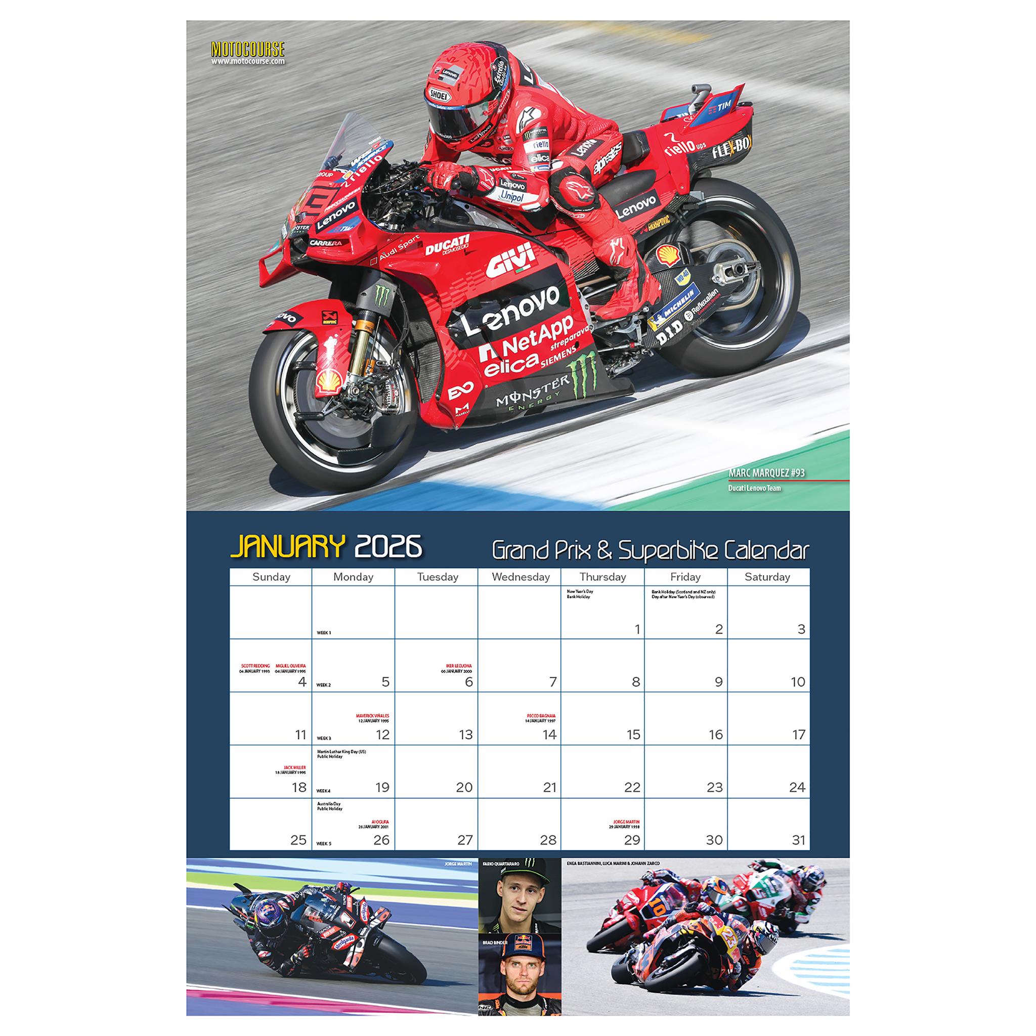 Motocourse Grand Prix And Superbike 2026 Wall Calendar