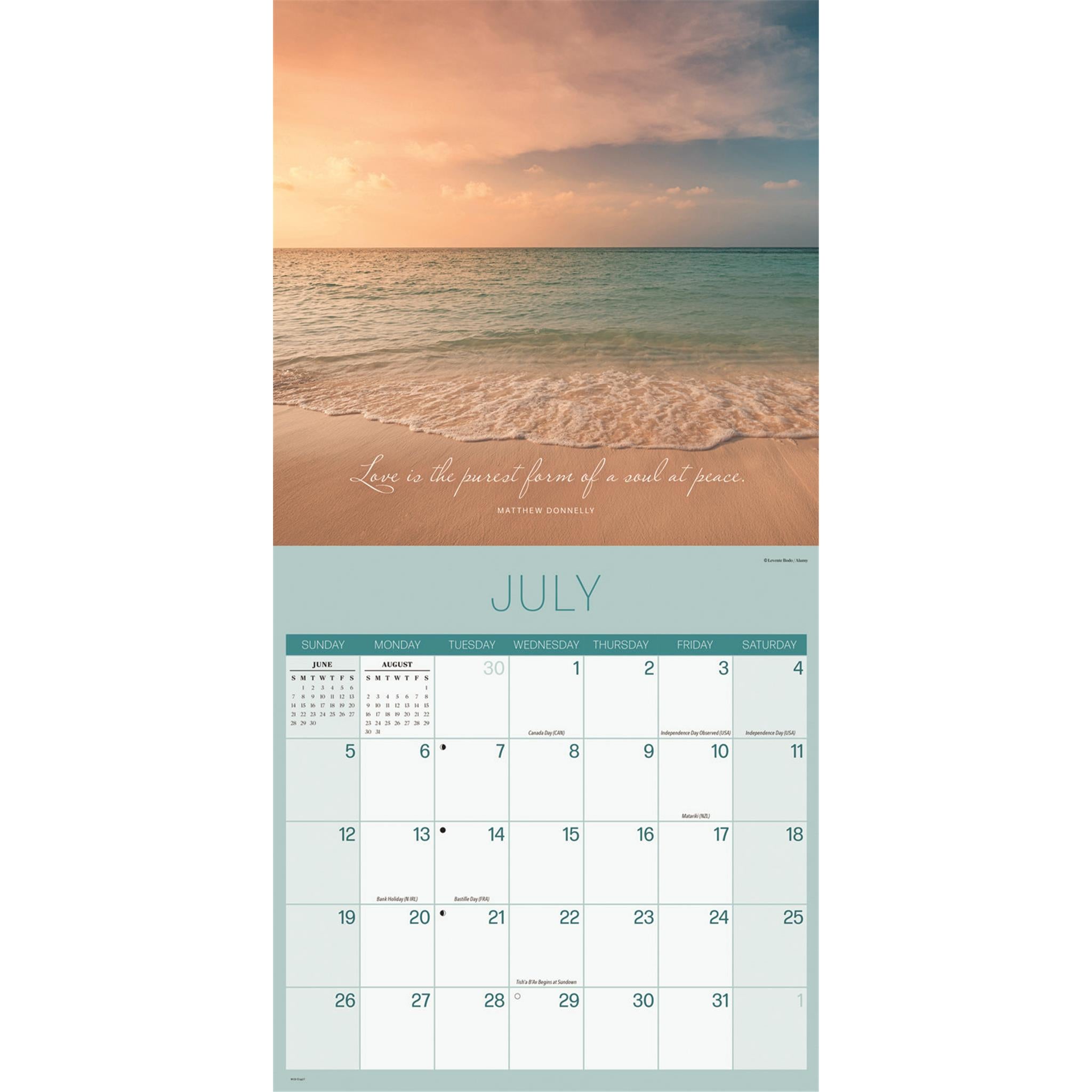 Calendrier mural multilingue Tranquillité 2026