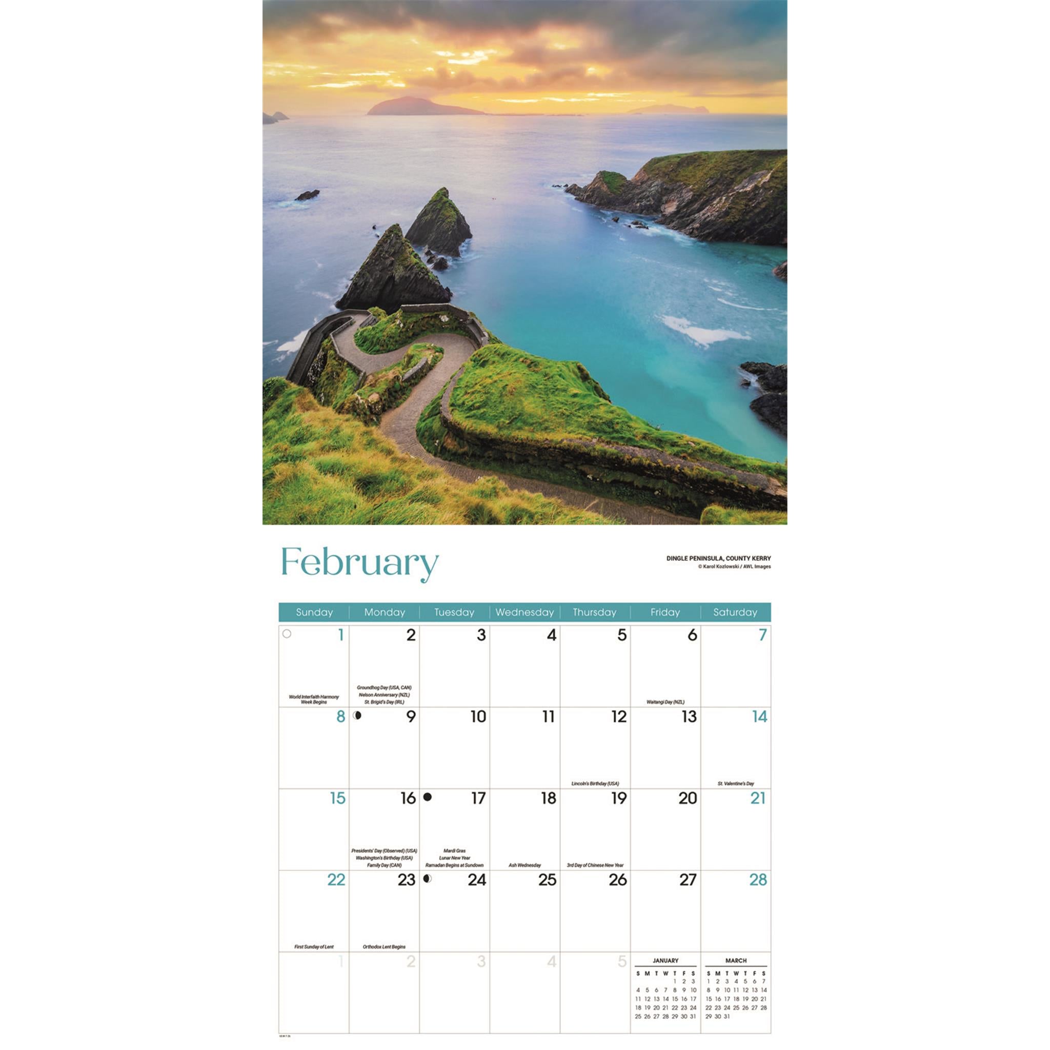 Calendrier mural Irlande 2026