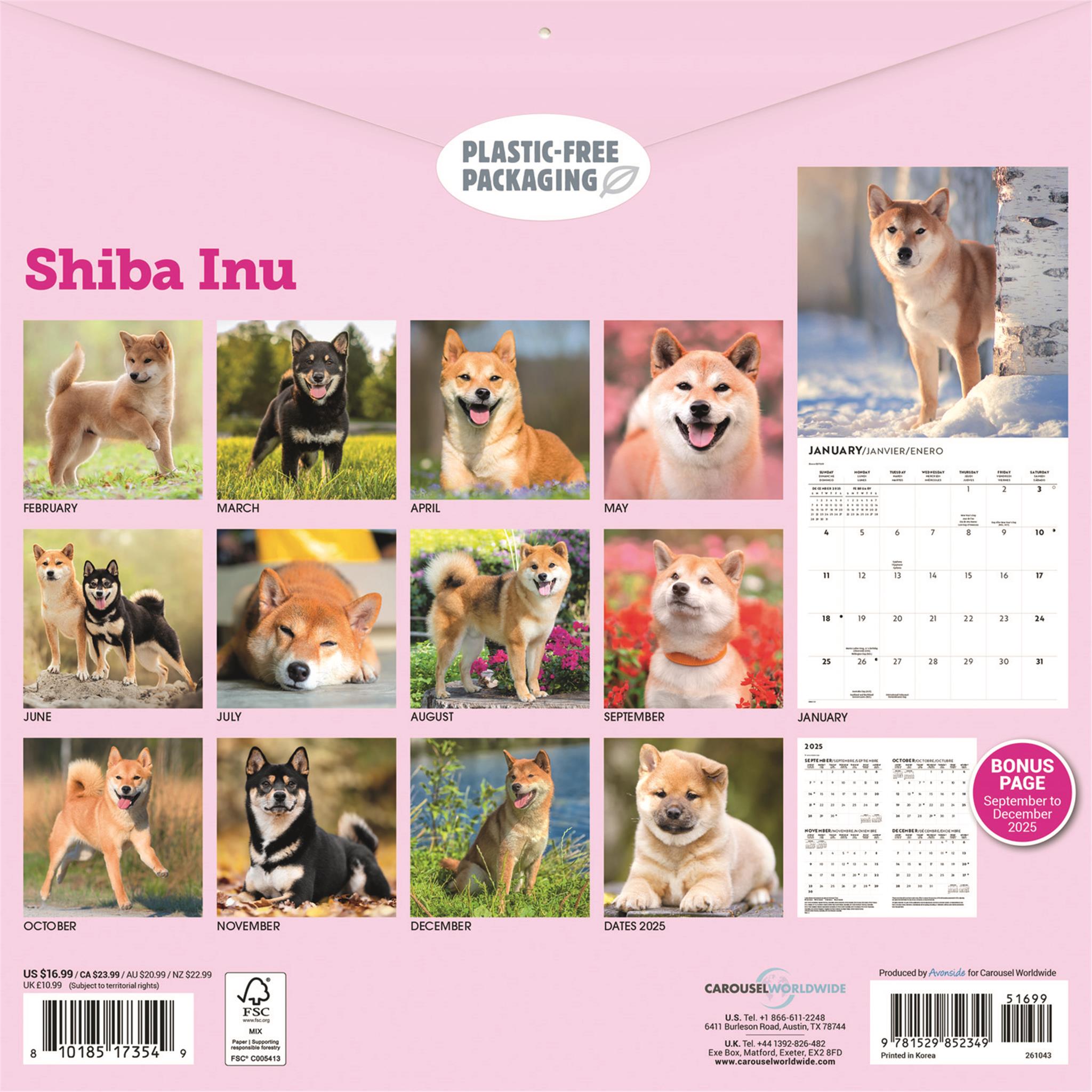 Calendrier mural Shiba Inu 2026