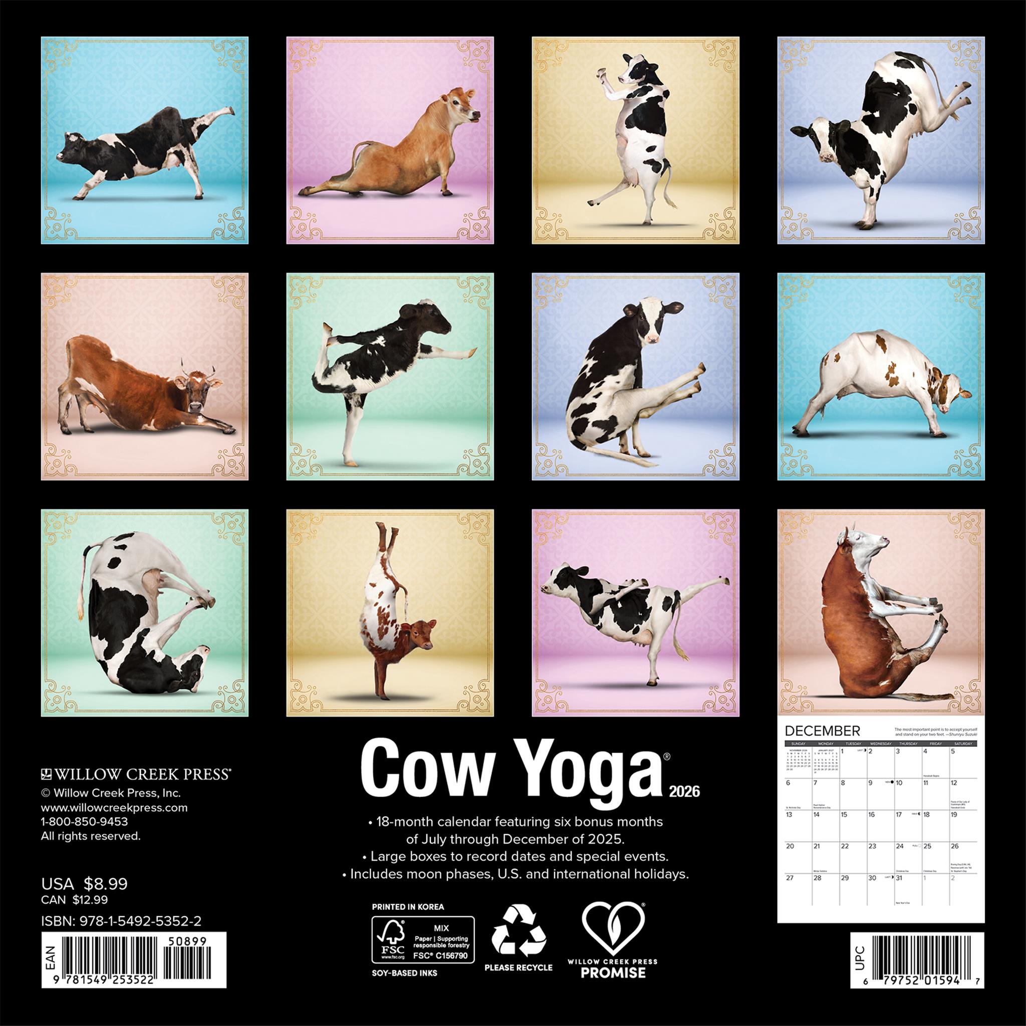 Mini-calendrier Cow Yoga 2026