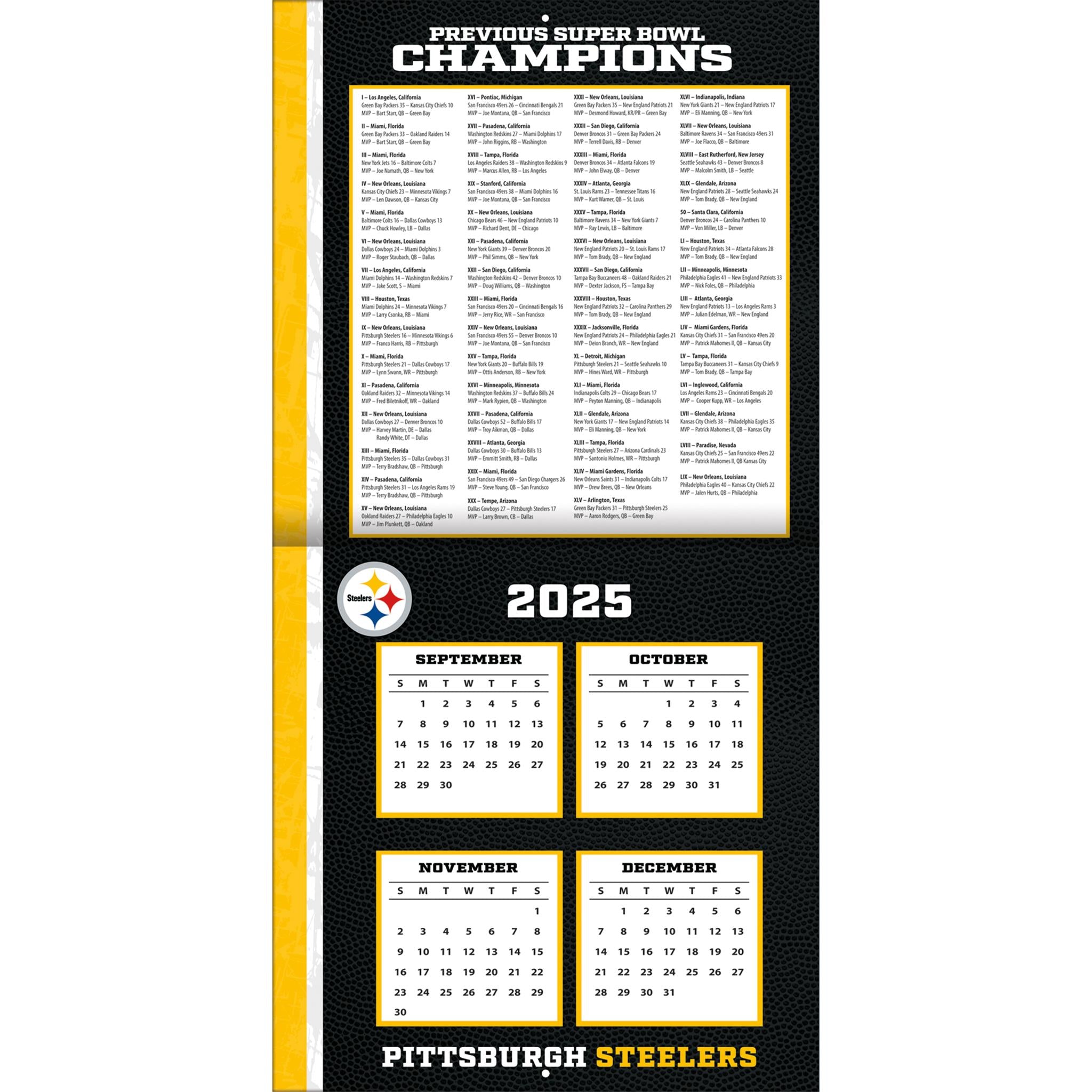 Calendrier mural 2026 des Steelers de Pittsburgh (NFL)