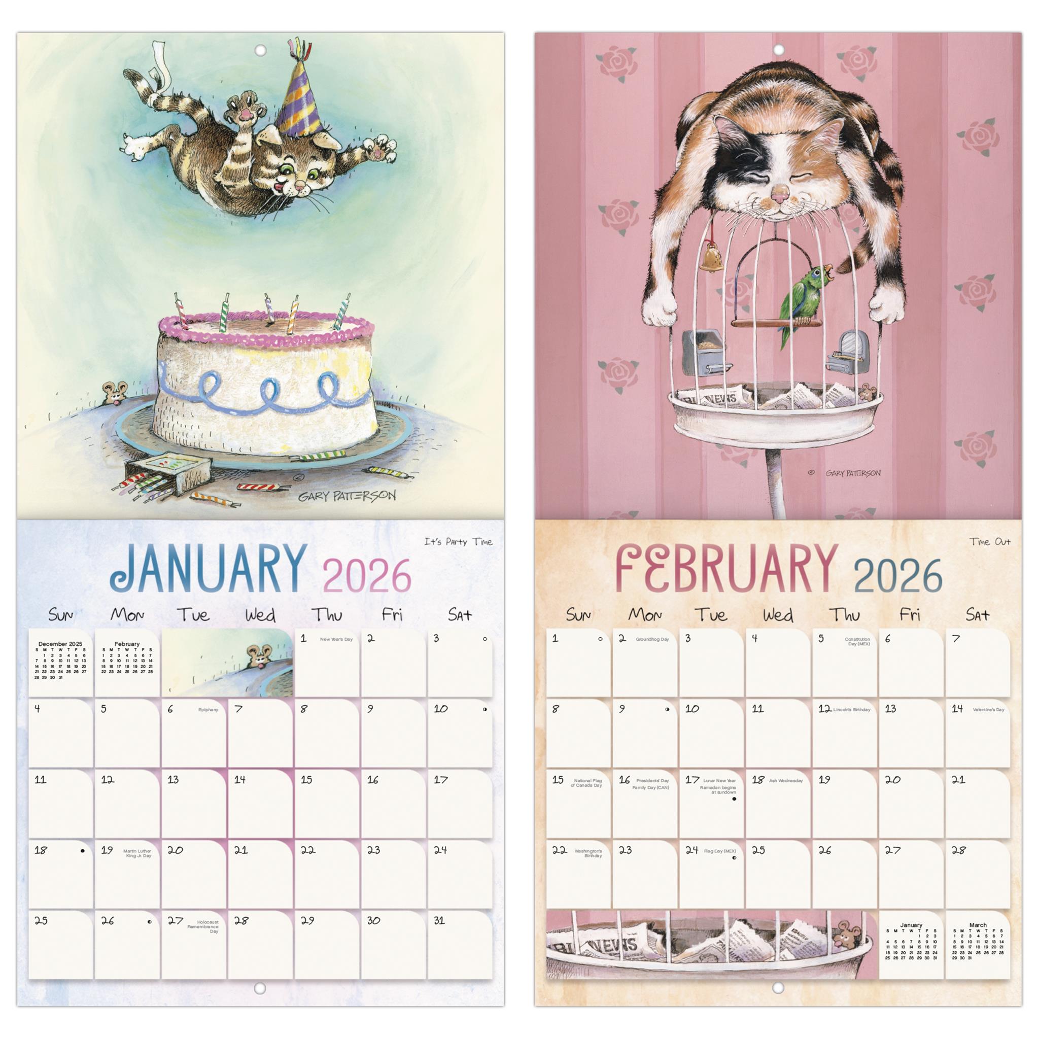 Mini-calendrier des chats de Gary Patterson 2026