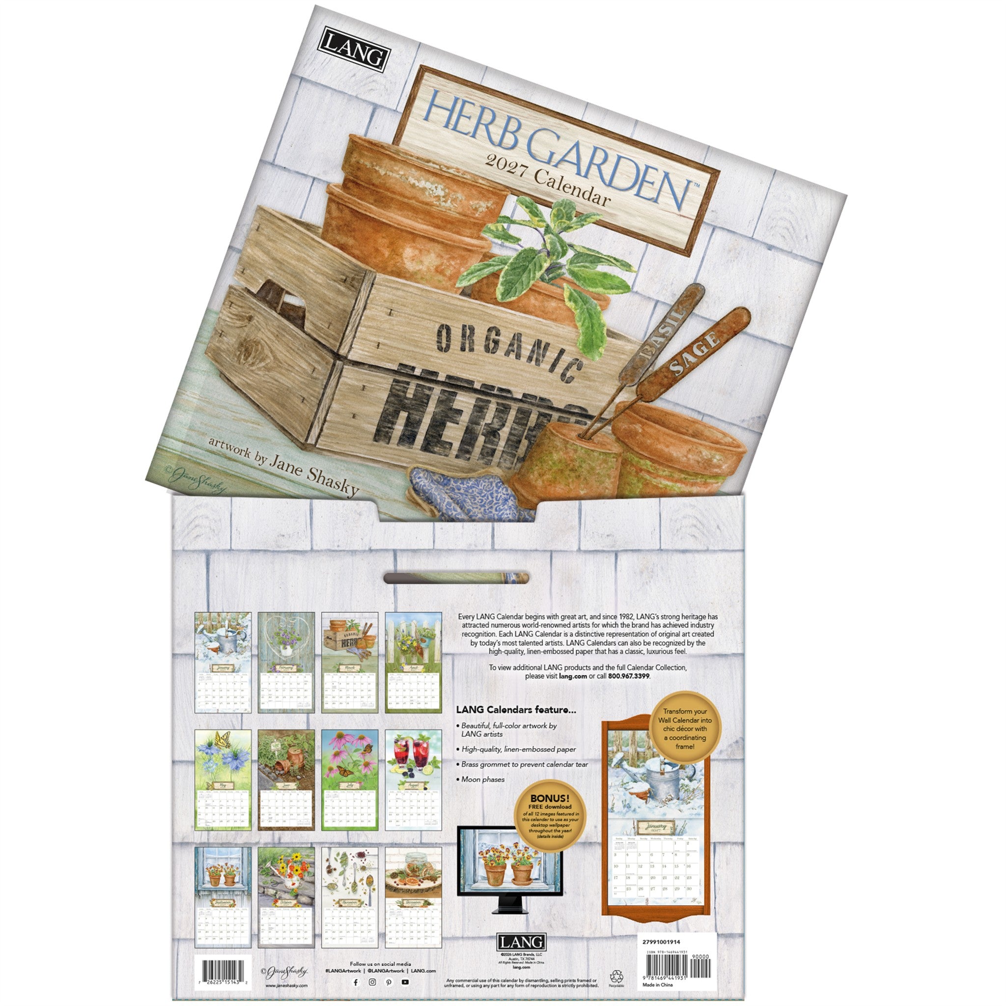 Calendrier mural 2027 – Jardin d'herbes aromatiques – En ligne uniquement